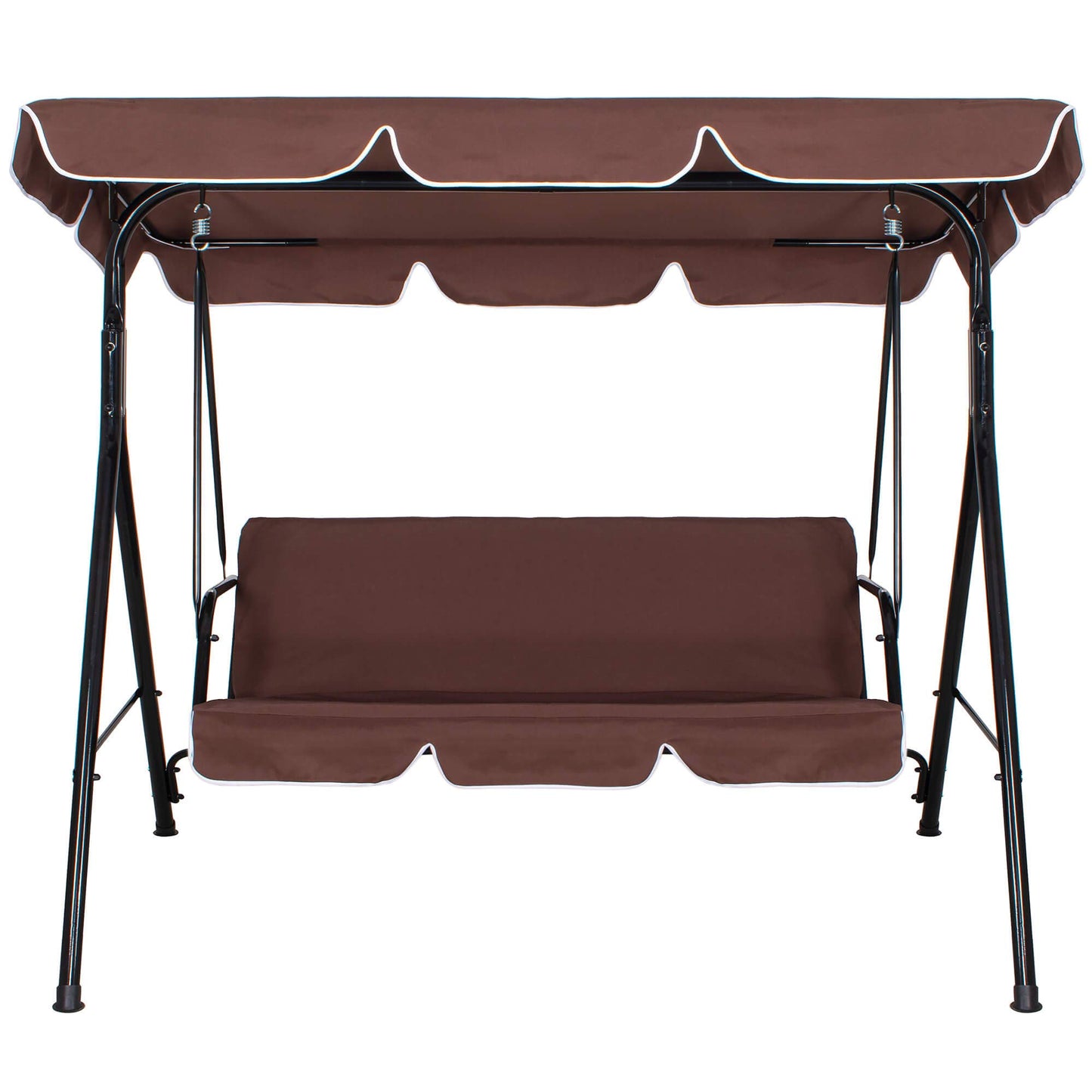 Springos Luna - Columpio de jardín con toldo, banco del columpio para 3 personas, alto x ancho x profundidad: 150 x 170 x 110 cm, color marrón