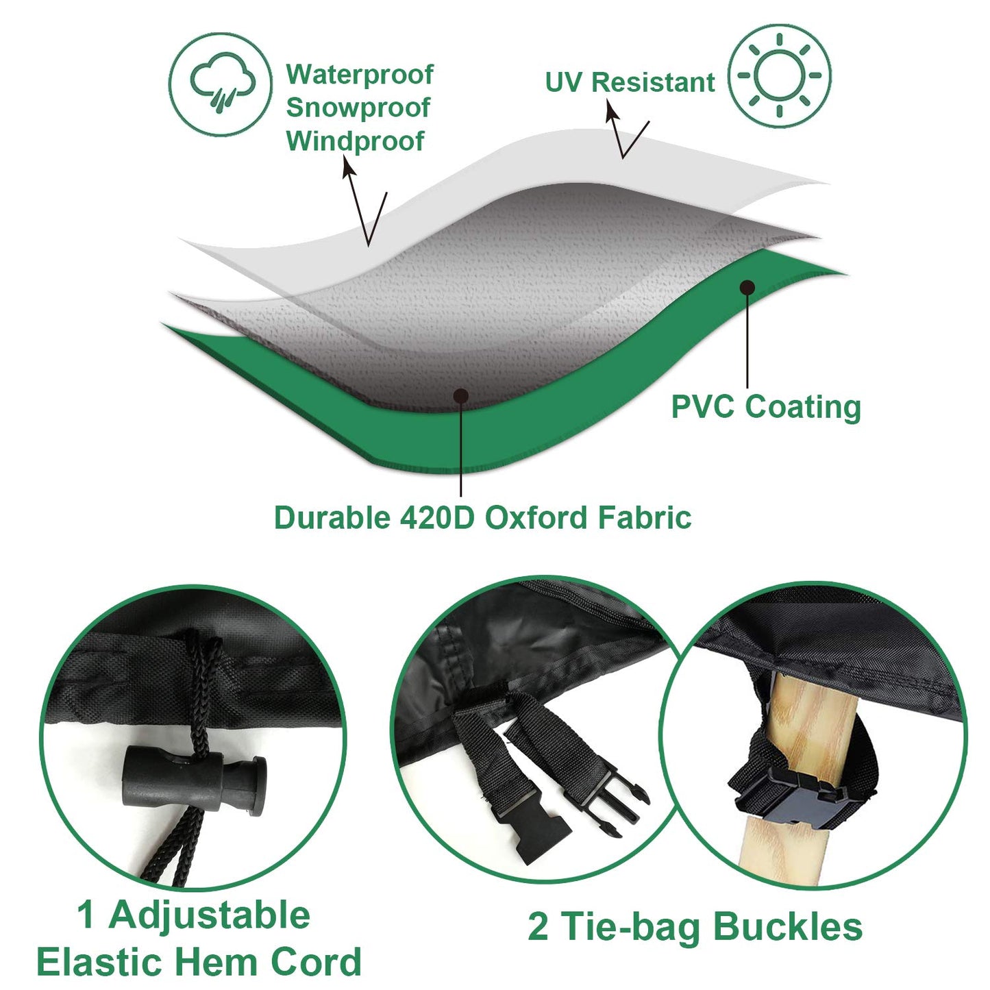 INMUA Funda para Banco de Jardín Impermeable, Cubierta para Banco de Jardín de 3 Plaza Resistente al Viento, Anti-UV, Funda Protectora para Sofá Telas Oxford 420D Resistente (66 X 63 X 89/163 CM)
