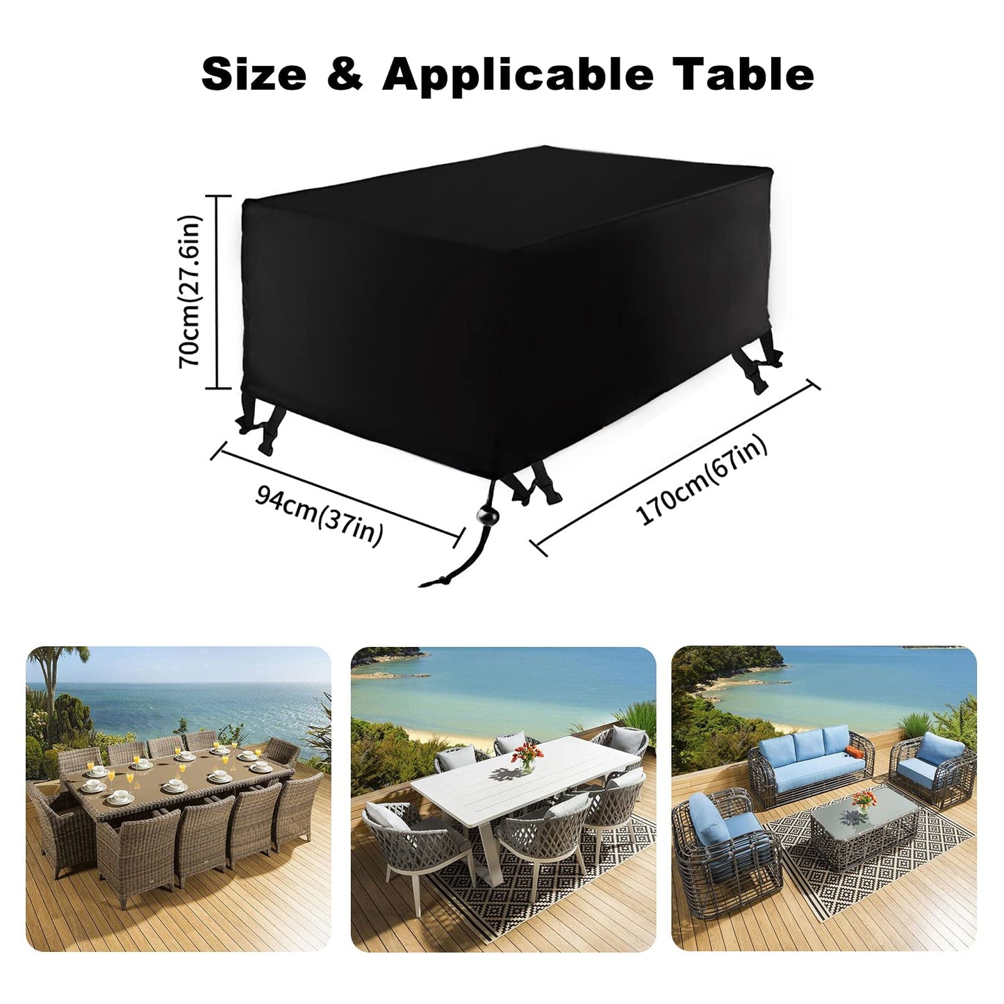 Xiliy Funda para Muebles de Jardín Impermeable Funda para Mesa para Mobiliario de Exterior Mesa Oxford Poliéster 120 x 120 x 74 cm