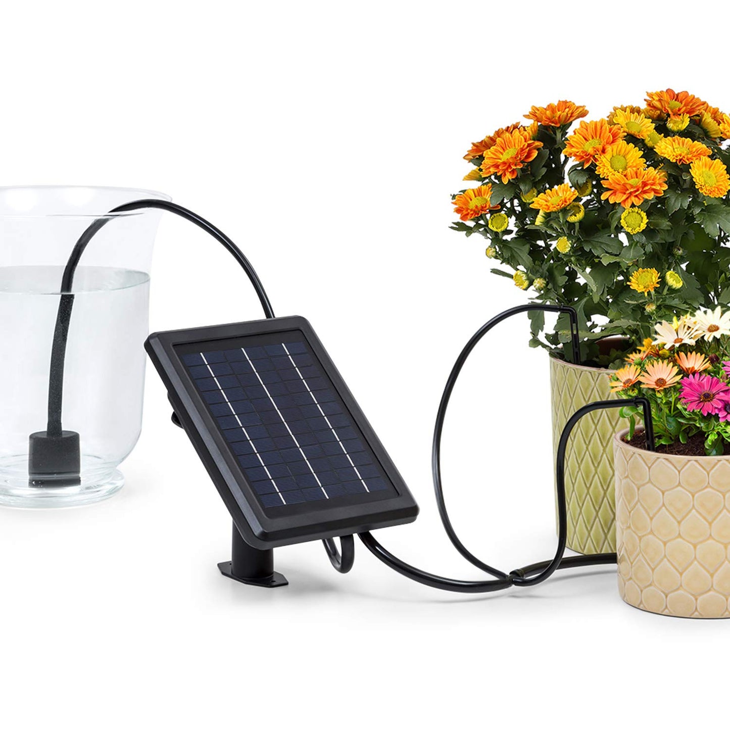 blumfeldt Greenkeeper Solar Sistema de riego - Riego automático, hasta 40 Plantas de Maceta y de jardín, Panel Solar, Unidad de Control programable, Mangeras, Acopladores, Filtro de partículas, Negro