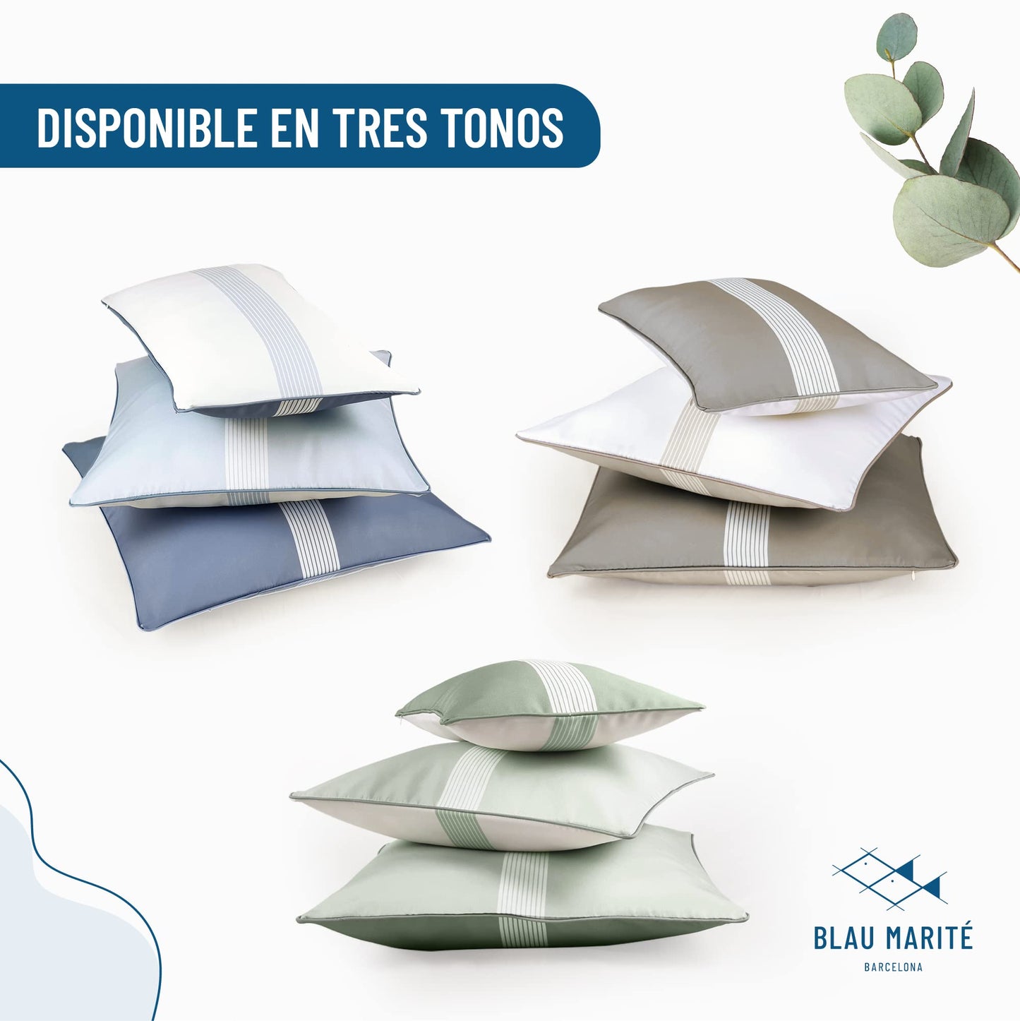 Blau Marité Pack 2 Fundas Cojín Decorativo Impermeables y Anti-Manchas. Suaves y agradables al Tacto. Ideal para Interior y Exterior. (Marrón / 50x50cm)