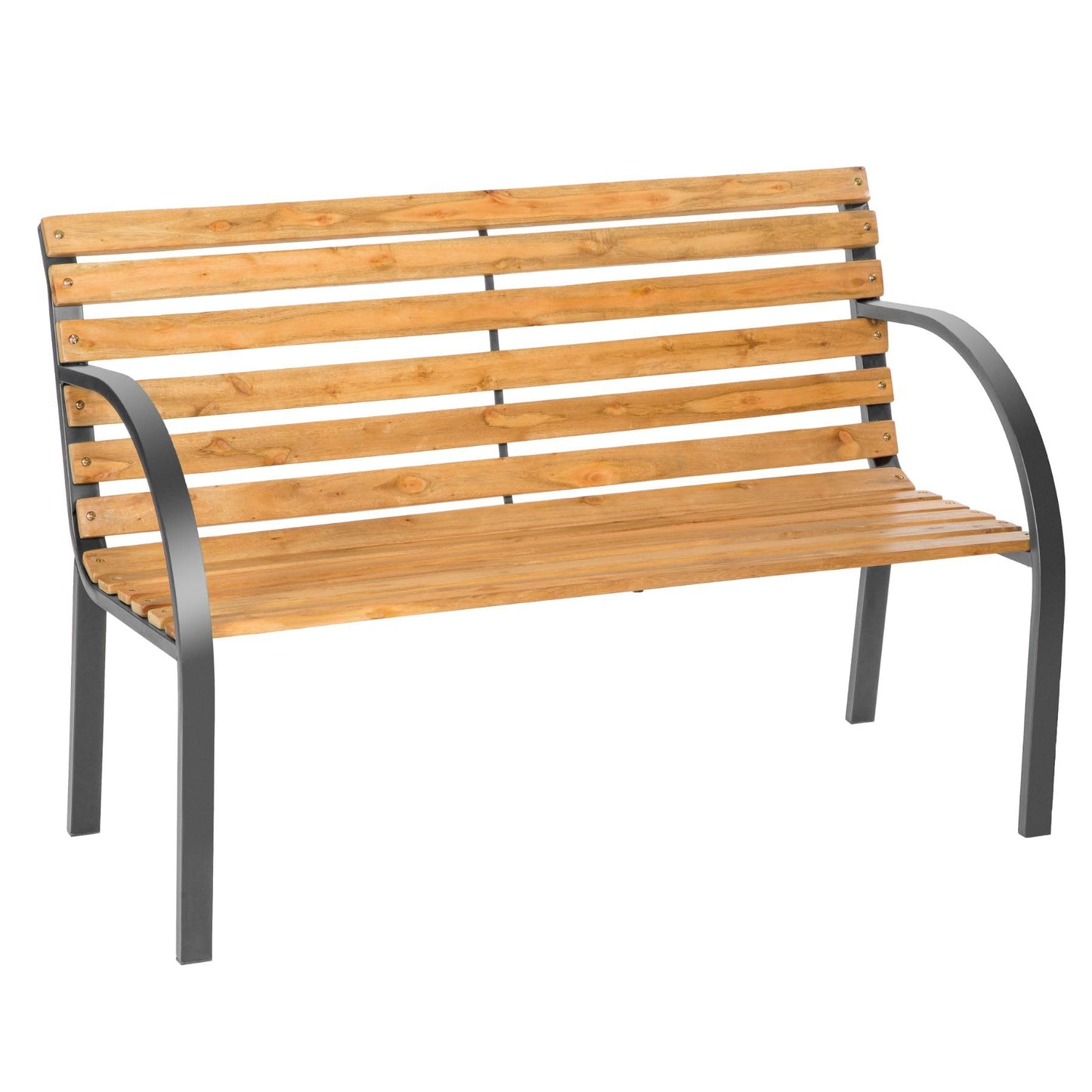 TecTake® Banco de Jardín Exterior, Madera Lacada y Hierro Fundido, Diseño Elegante, Resistente y Estable, Patio y Terraza - Tradicional