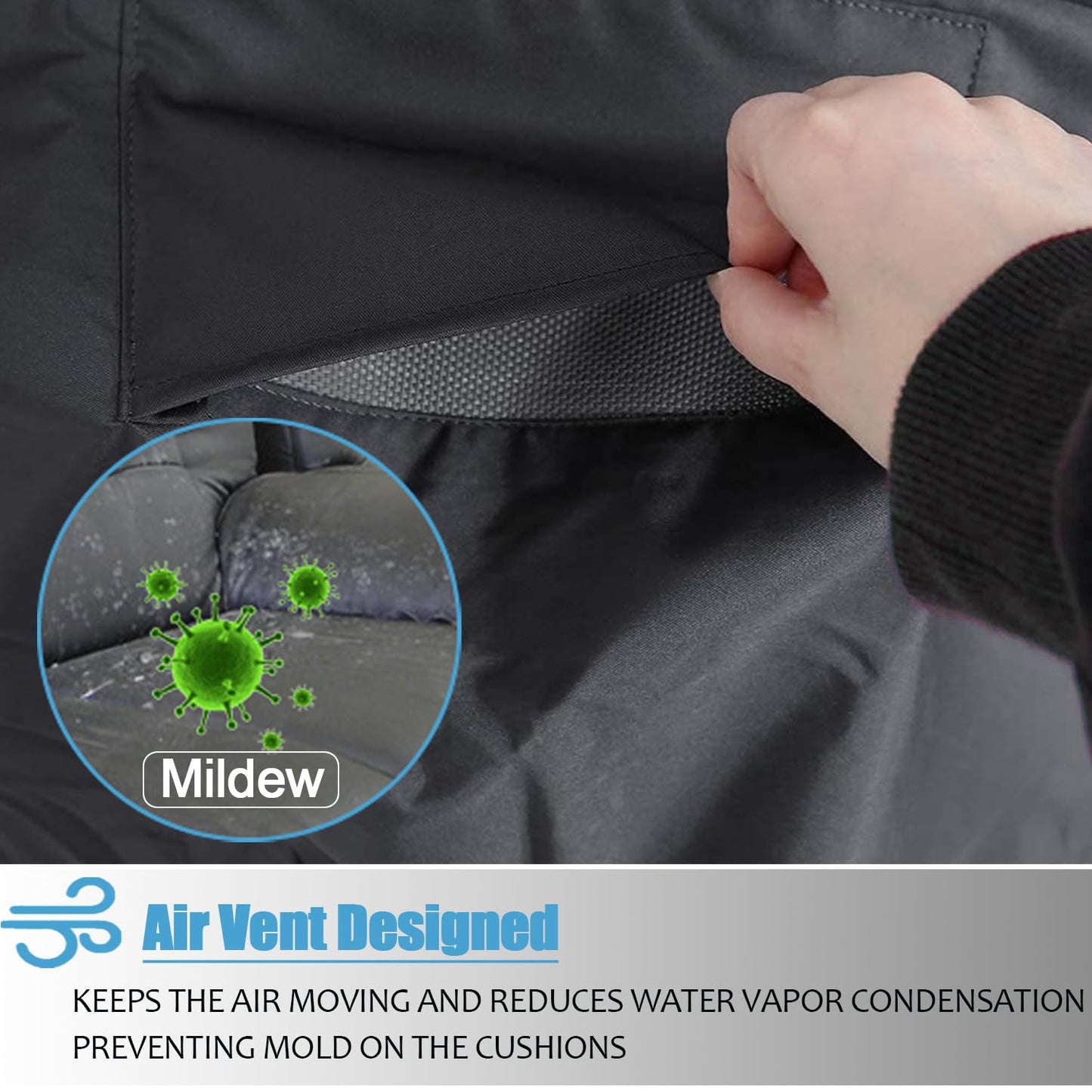 SIRUITON Ø190X80cm Funda para Mesa de Jardin Impermeable, Anti-UV 420D Protectora Redonda Mueble de Exterior Impermeable Fundas Oxford ,10000 Pa Funda Mesa Jardín Redonda