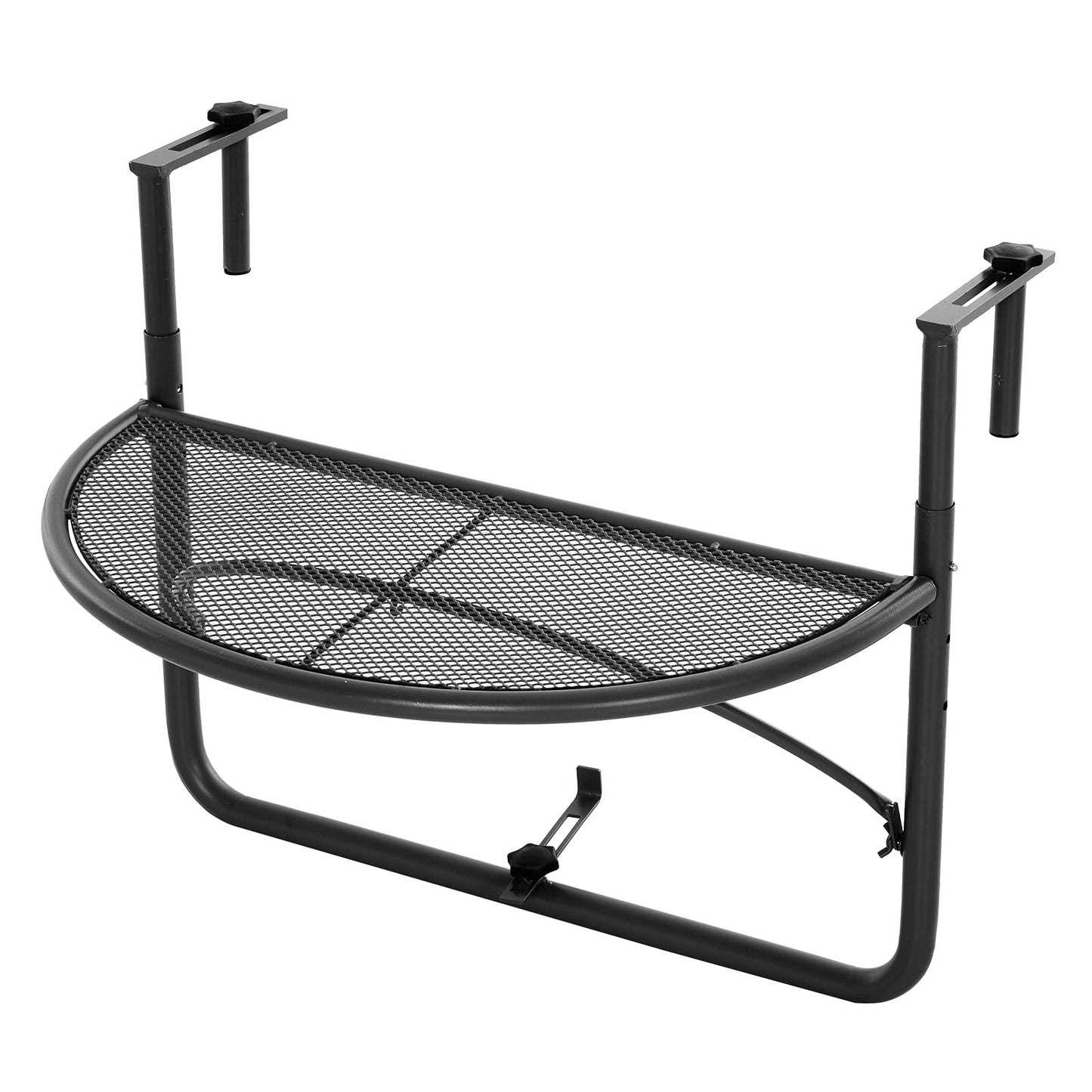 Outsunny Mesa Colgante de Balcón Semicircular 60x45x50 cm Ajustable en Altura Simple y Conveniente para Barandilla de Balcón Terraza Patio