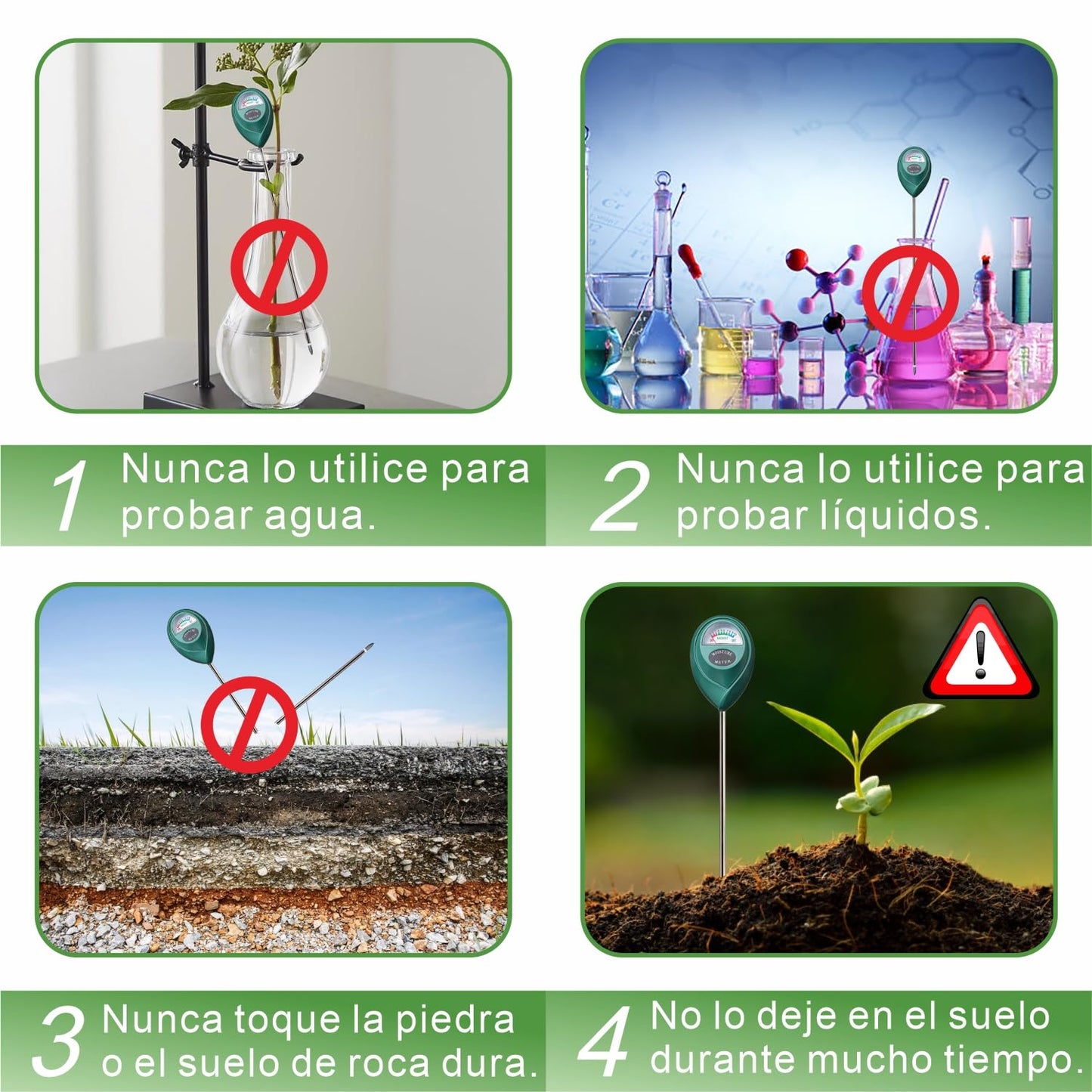 XLUX Medidor de Humedad de Suelo de Uso Profundo, Sensor indicador de Monitor de Agua, higrómetro para Plantas Grandes de Interior y Exterior, Flores, jardinería, Agricultura