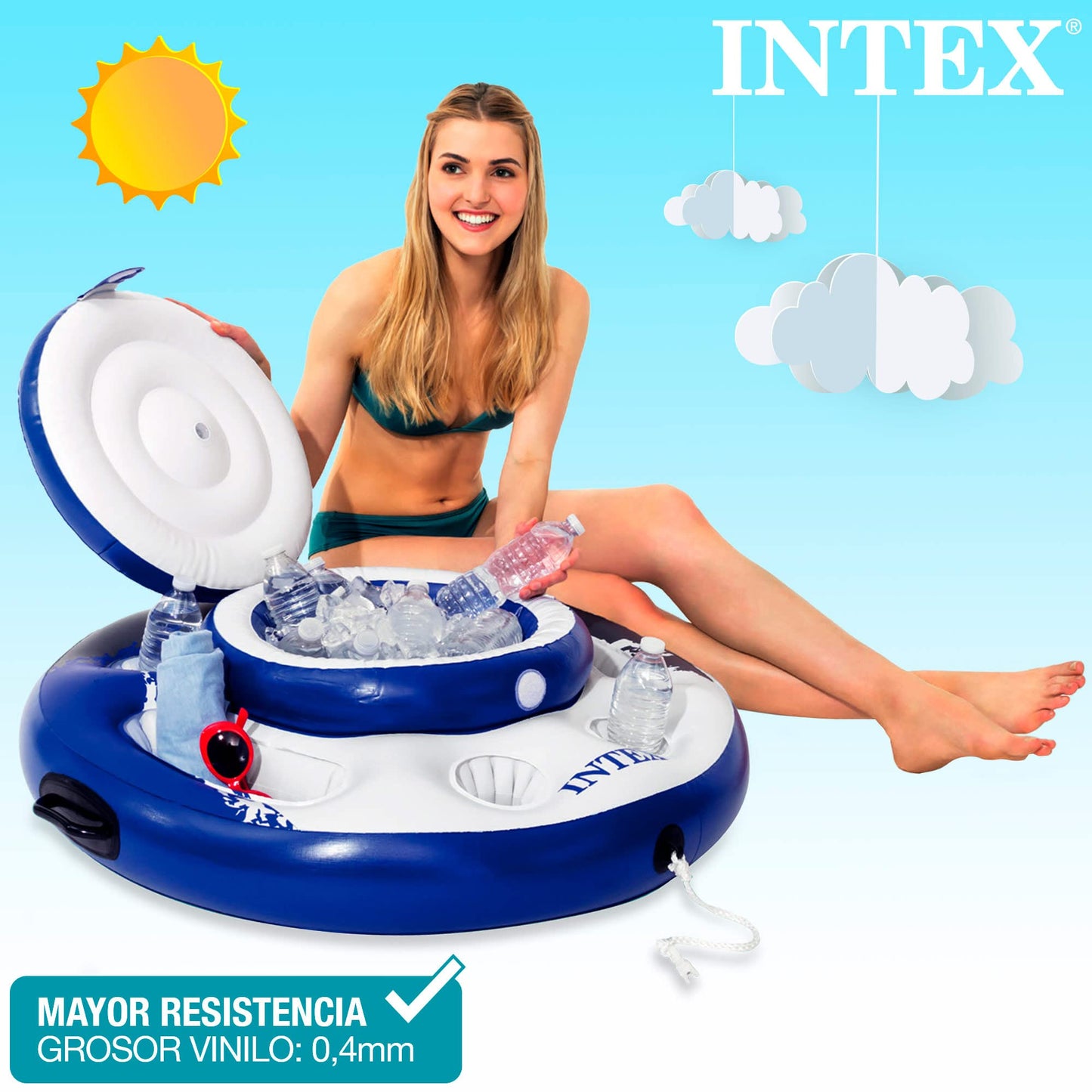 Intex Nevera hinchable mega chill, gama river run, diámetro 89 cm (56822)
