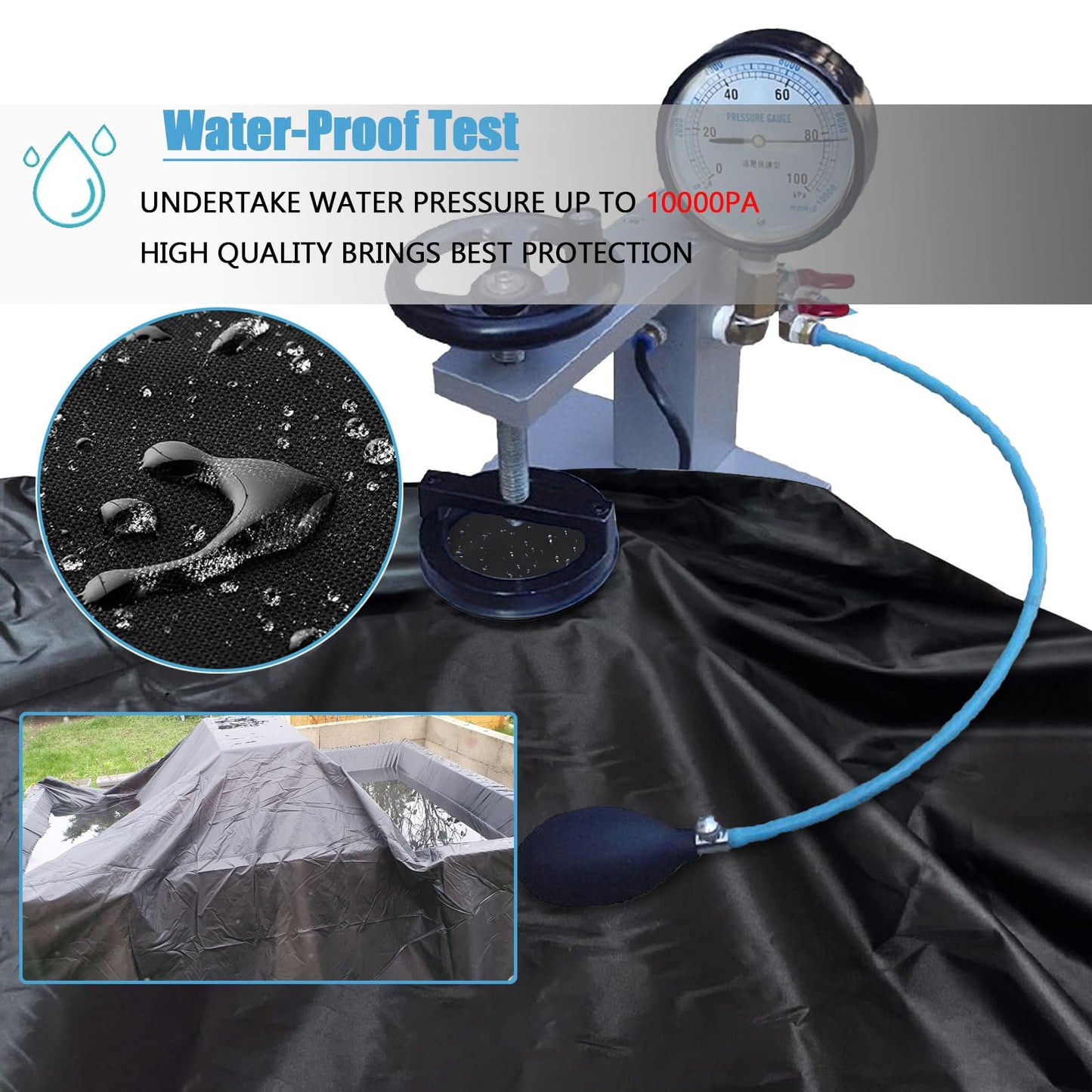 SIRUITON Ø190X80cm Funda para Mesa de Jardin Impermeable, Anti-UV 420D Protectora Redonda Mueble de Exterior Impermeable Fundas Oxford ,10000 Pa Funda Mesa Jardín Redonda