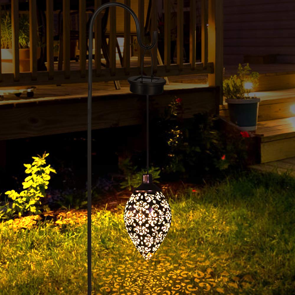 Luces solares LED de metal para patio, luces solares para jardín al aire libre, luces decorativas para jardín colgantes (1)