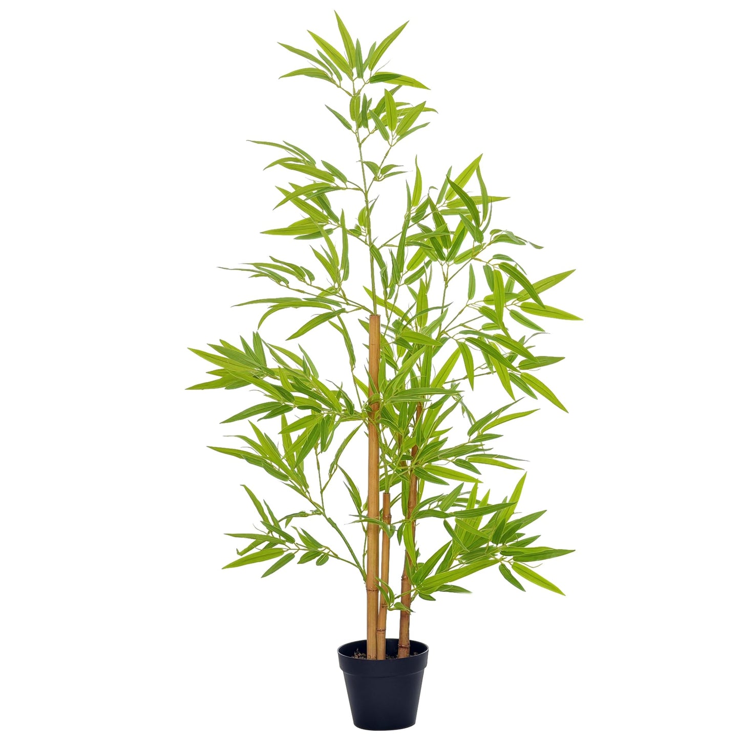 Outsunny Planta Artificial de Bambú 120 cm Árbol Artificial en Maceta Decorativa para Interior Exterior Hogar Salón Oficina Ø15,5x120 cm Verde