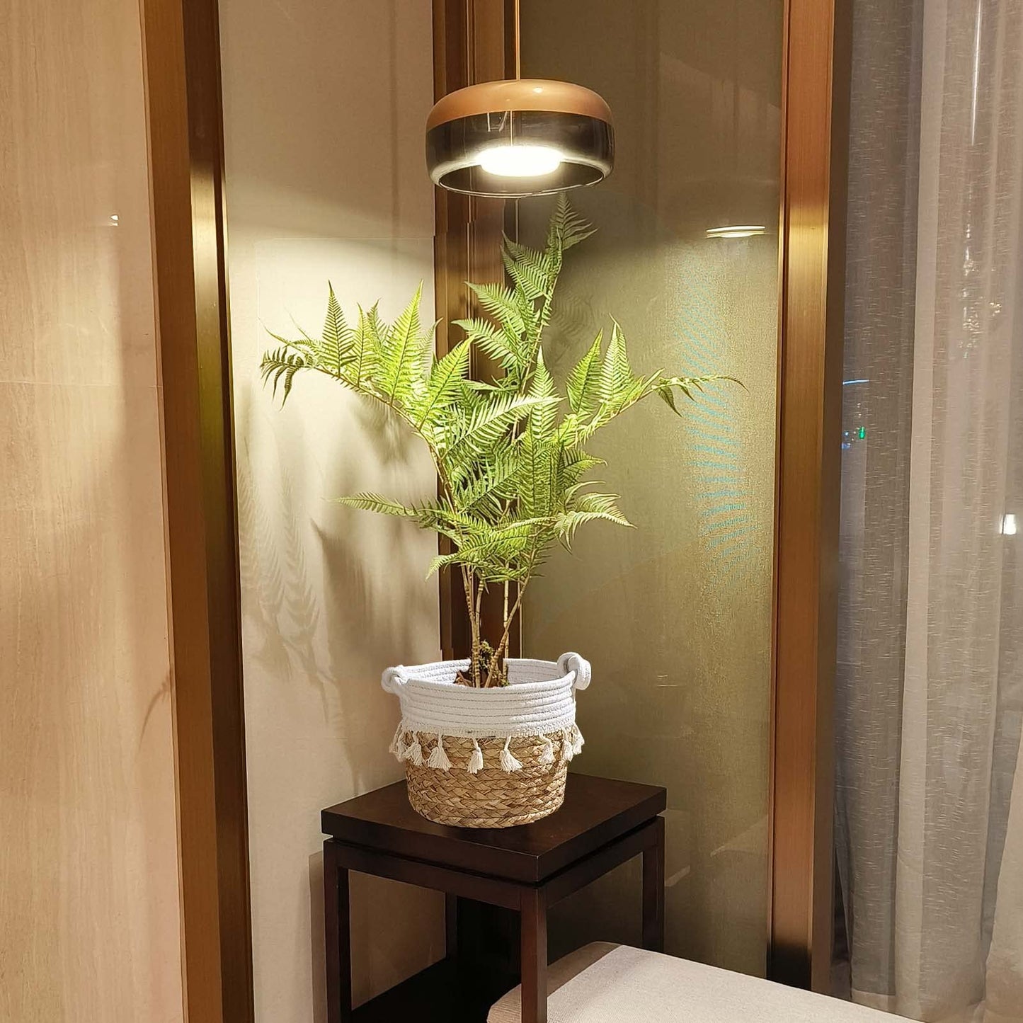 KMERCE 3pcs Cesta para Plantas, Macetero Mimbre, Macetas Decorativas Interior y Exterior, Cesto de jardín Seagrass con Asas, Cesta de Almacenamiento, Diámetro18cm,22cm,26cm