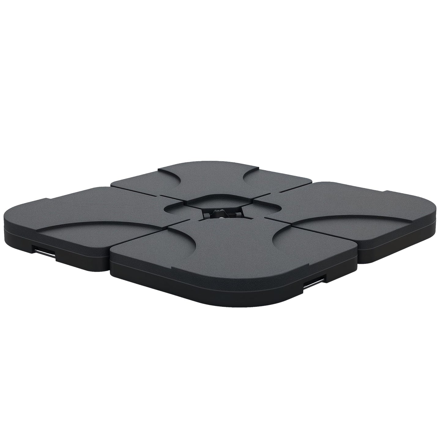 Outsunny Base de Sombrilla o Pie para Parasol Tipo Soporte de 4 Piezas de plástico 100x100x7,5 cm Negro