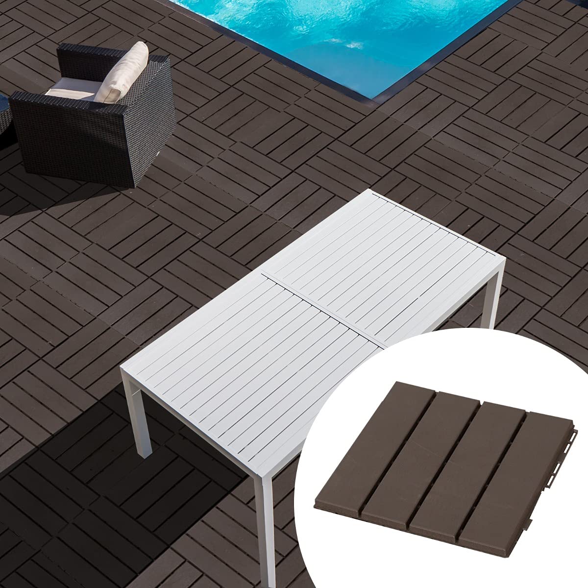 Outsunny Baldosas Cuadradas para Suelos Antideslizantes Exteriores Interiores Paquete de 9 Piezas 0.81 m² 30x30 cm Marrón