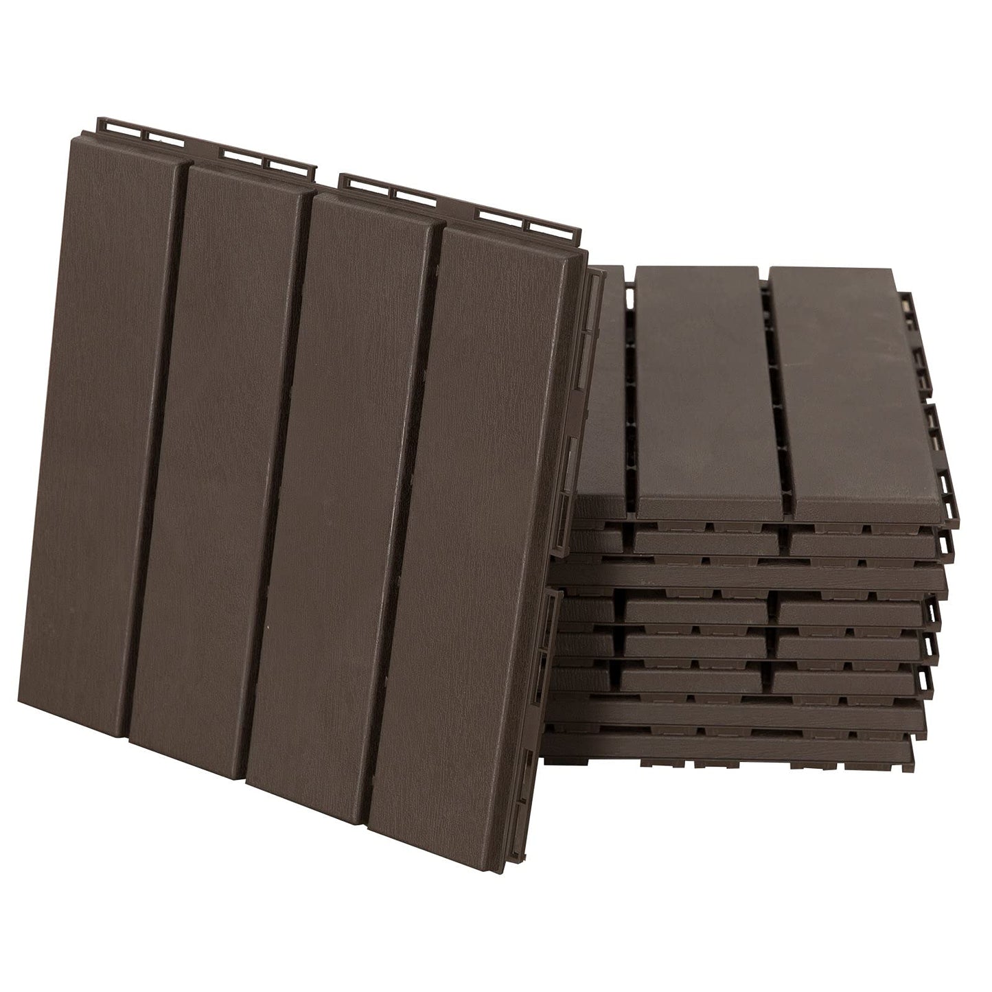 Outsunny Baldosas Cuadradas para Suelos Antideslizantes Exteriores Interiores Paquete de 9 Piezas 0.81 m² 30x30 cm Marrón