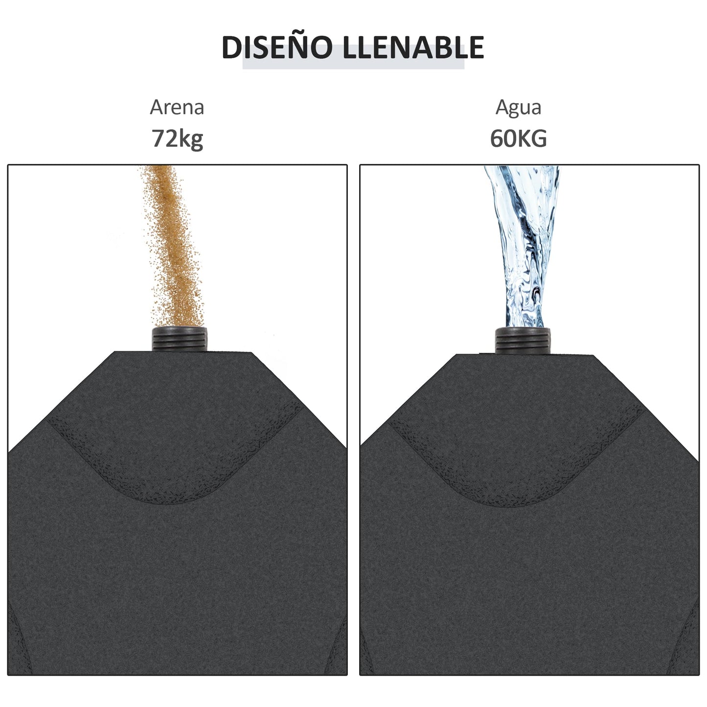 Outsunny Base de Sombrilla o Pie para Parasol Tipo Soporte de 4 Piezas de plástico 100x100x7,5 cm Negro