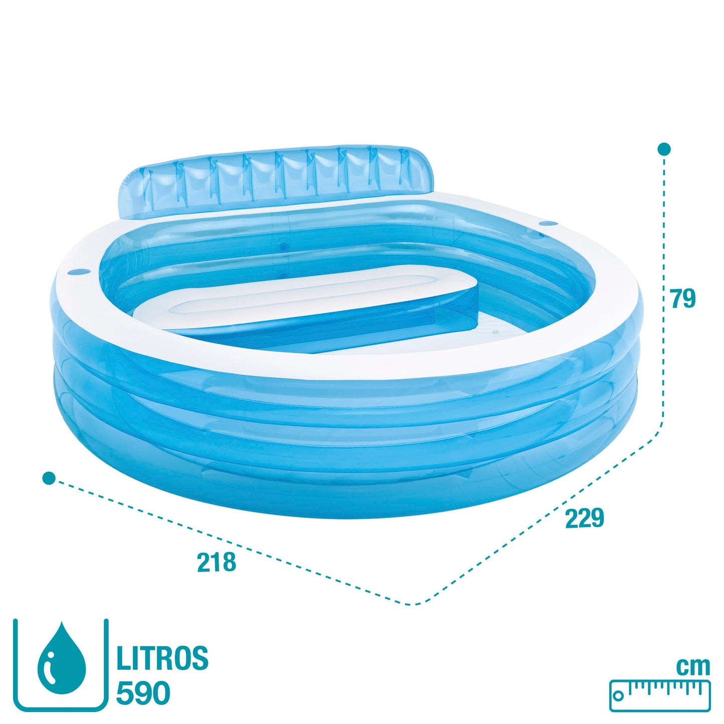Intex - Piscina Hinchable intex con sillón 224x216x76 cm - 590 l