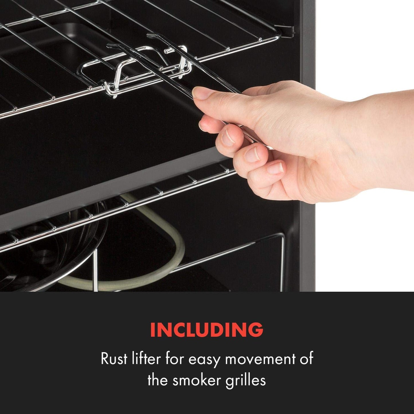Klarstein Flintstone Steel - horno para ahumar, Ahumador, Acero inoxidable negro, 1600 W, Termostato regulable, Termómetro integrado, 3 parrillas, Doble puerta de acero inoxidable, Negro