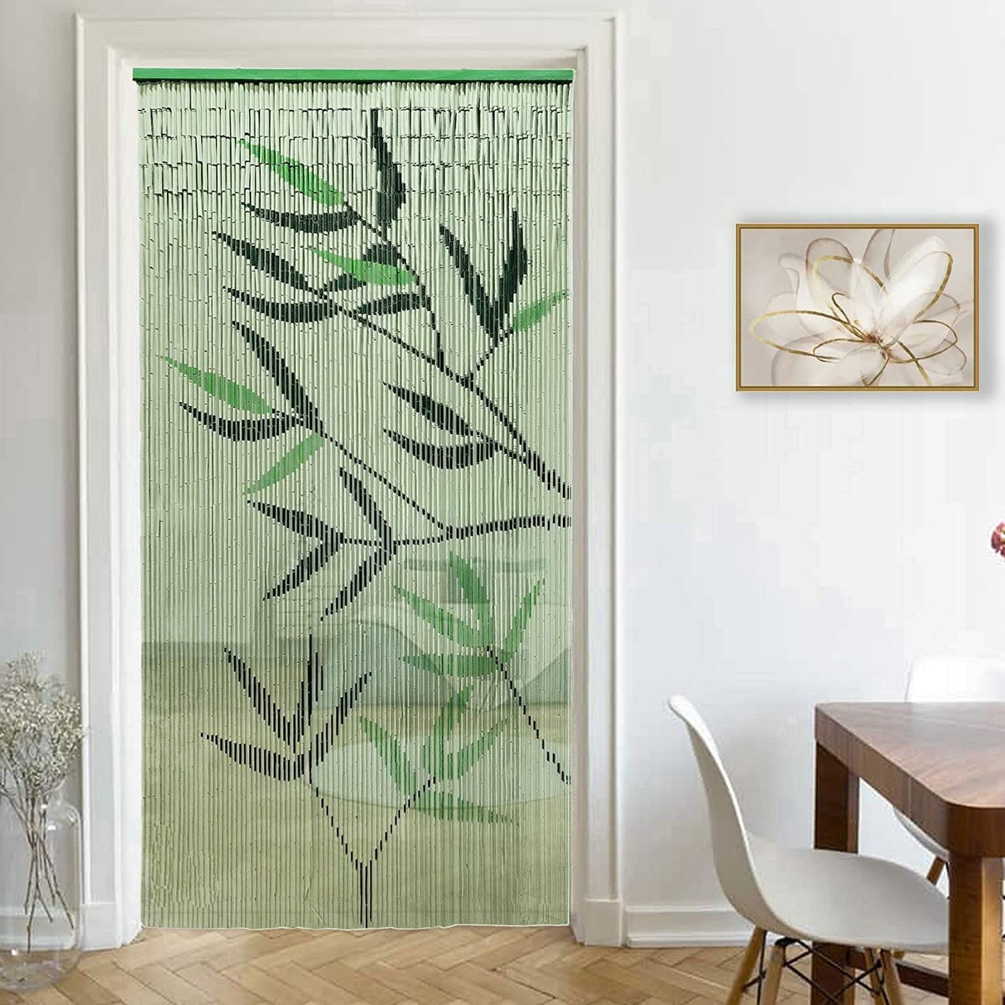 TIENDA EURASIA - Cortina para Puerta de Exterior, Cortina de Tiras de Bambú, Medida 90 x 200 cm, Diseño Estampado (Bambú)