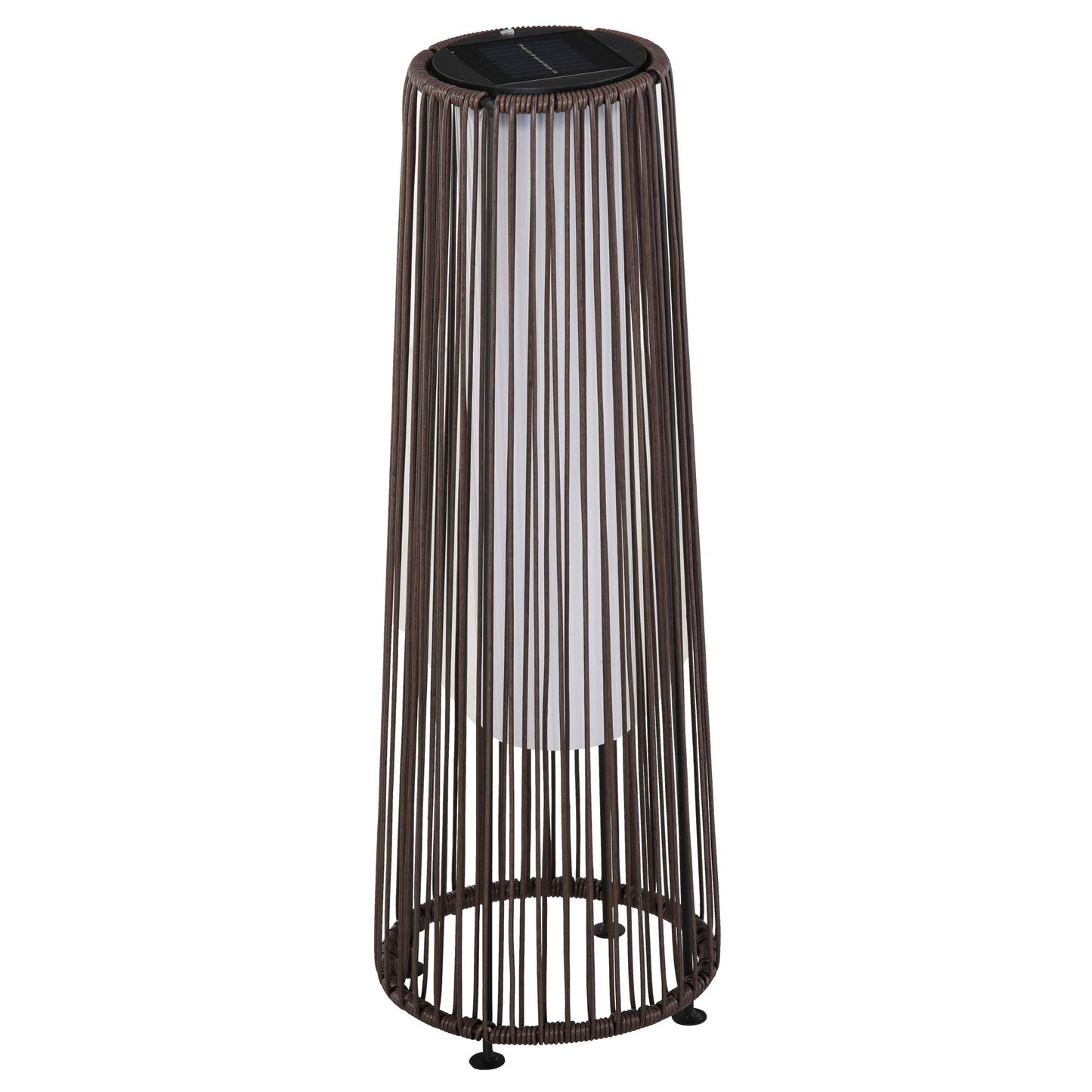 Outsunny Lámpara de Pie de Mimbre Ratán de Energía Solar con LED 0,8 W Interruptor de Control de Luz Automático Decoración para Exterior Ø21,5x61 cm Marrón