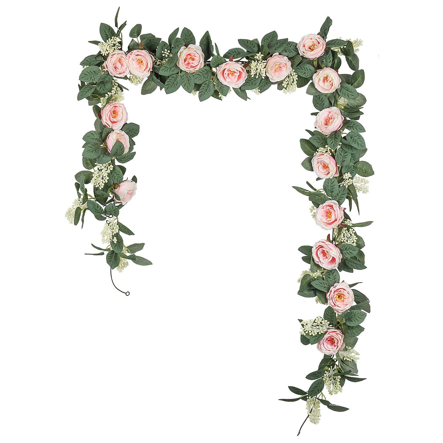 U'Artlines Juego de 2 (4,0m en Total) Guirnalda de Rosas Artificiales Flores Colgantes Guirnalda Flores y Plantas Artificiales para la Decoración del Jardín de la Boda del Hotel(Rosa)