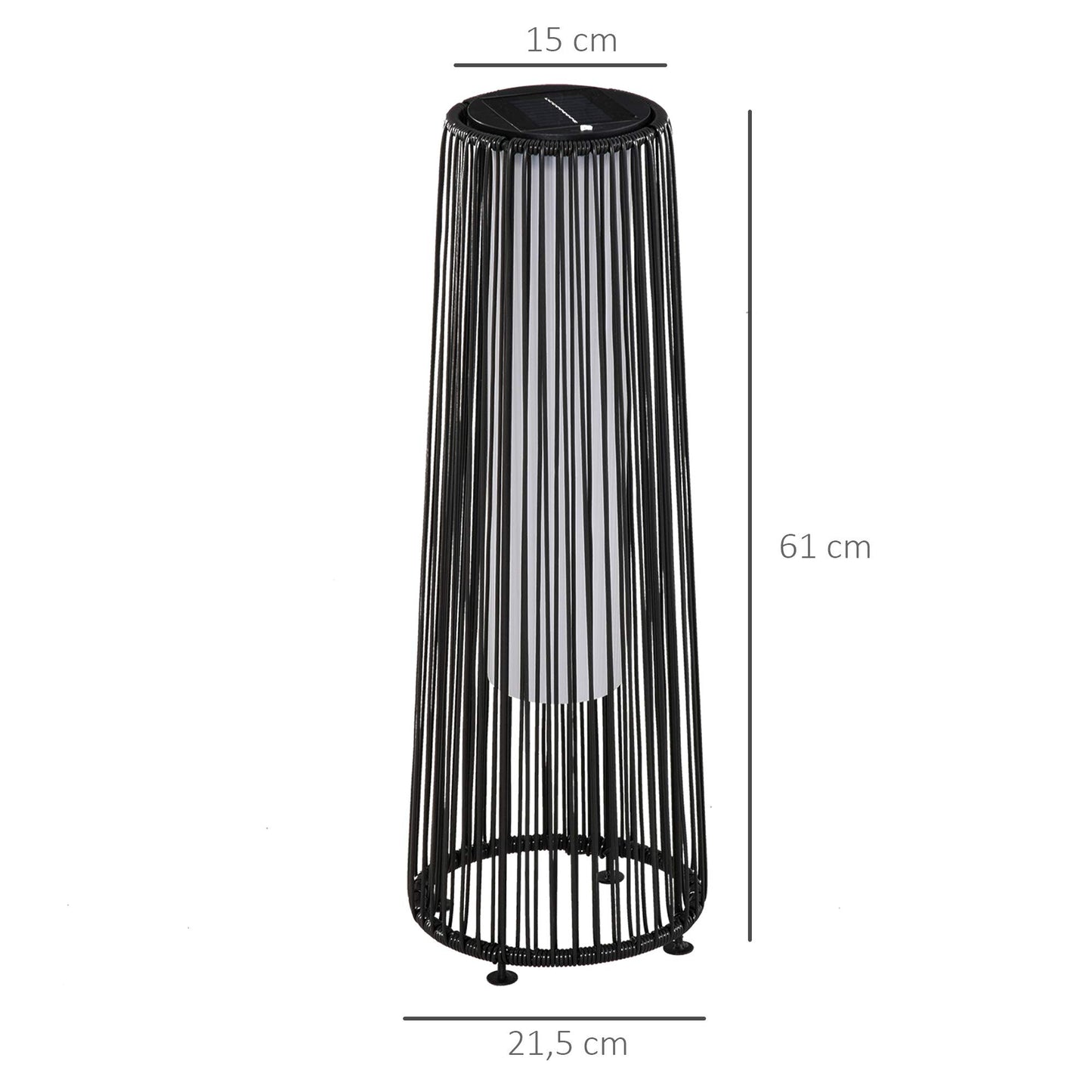 Outsunny Lámpara de Pie de Mimbre Ratán de Energía Solar con LED 0,8 W Interruptor de Control de Luz Automático Decoración para Exterior Ø21,5x61 cm Marrón