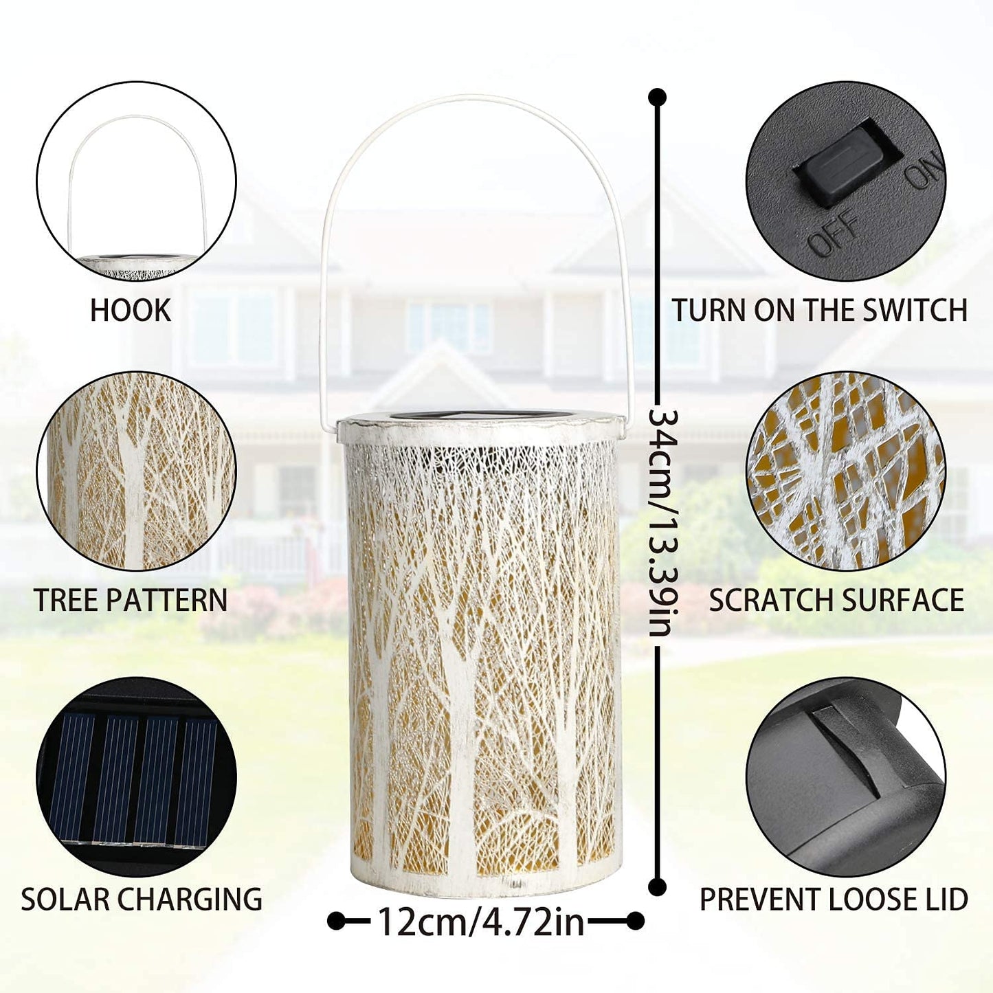 GolWof Farolillos Solares Exterior Colgante Solares del Jardín Luces de Linterna Lámpara IP44 Impermeable Recargable Portátil para Jardín Patio al Aire Libre Partido Decorativo