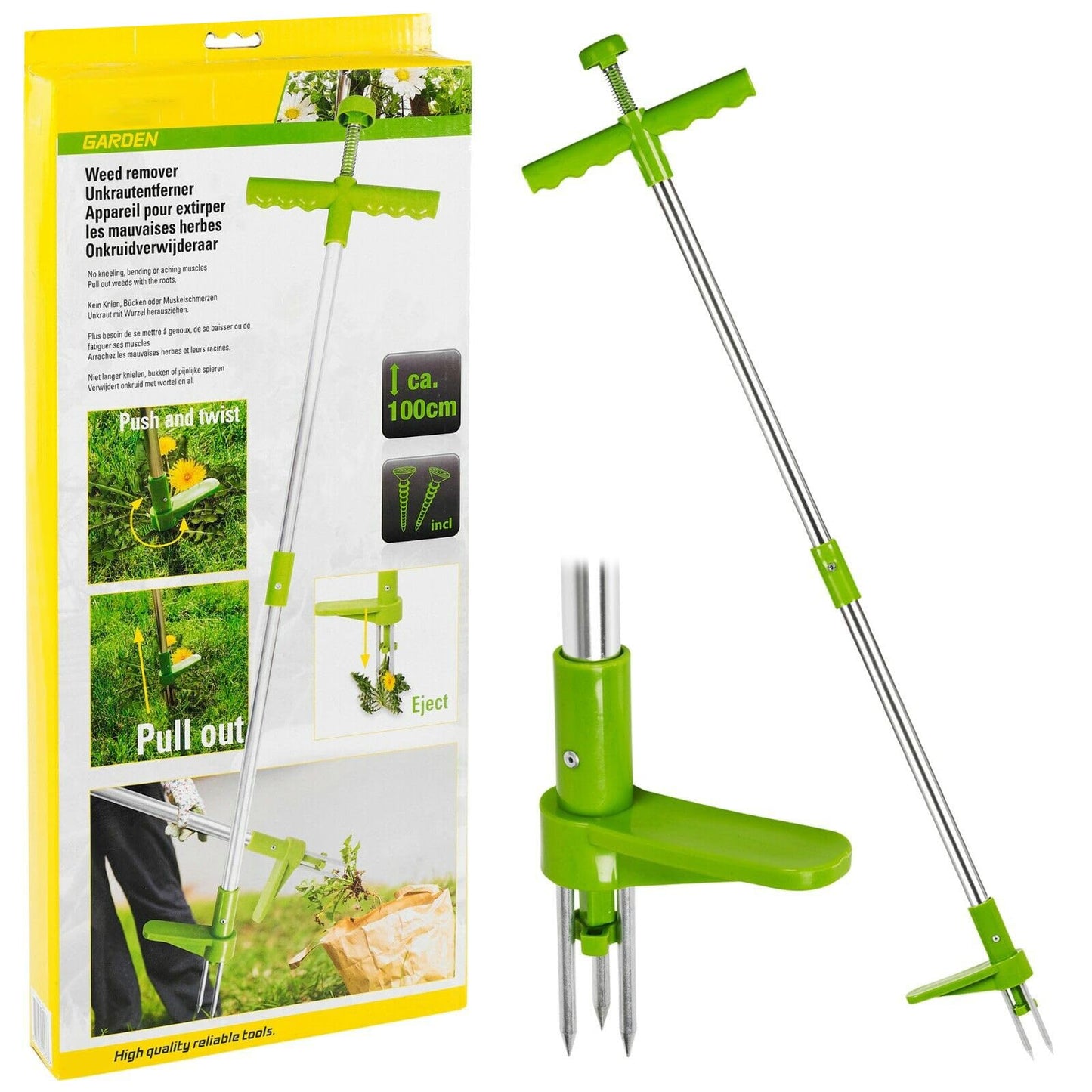 GEEZY Extractor de malezas de Acero Twister Claw Removedor de malezas Deshierbe Root Killer Herramienta de Mano de jardín