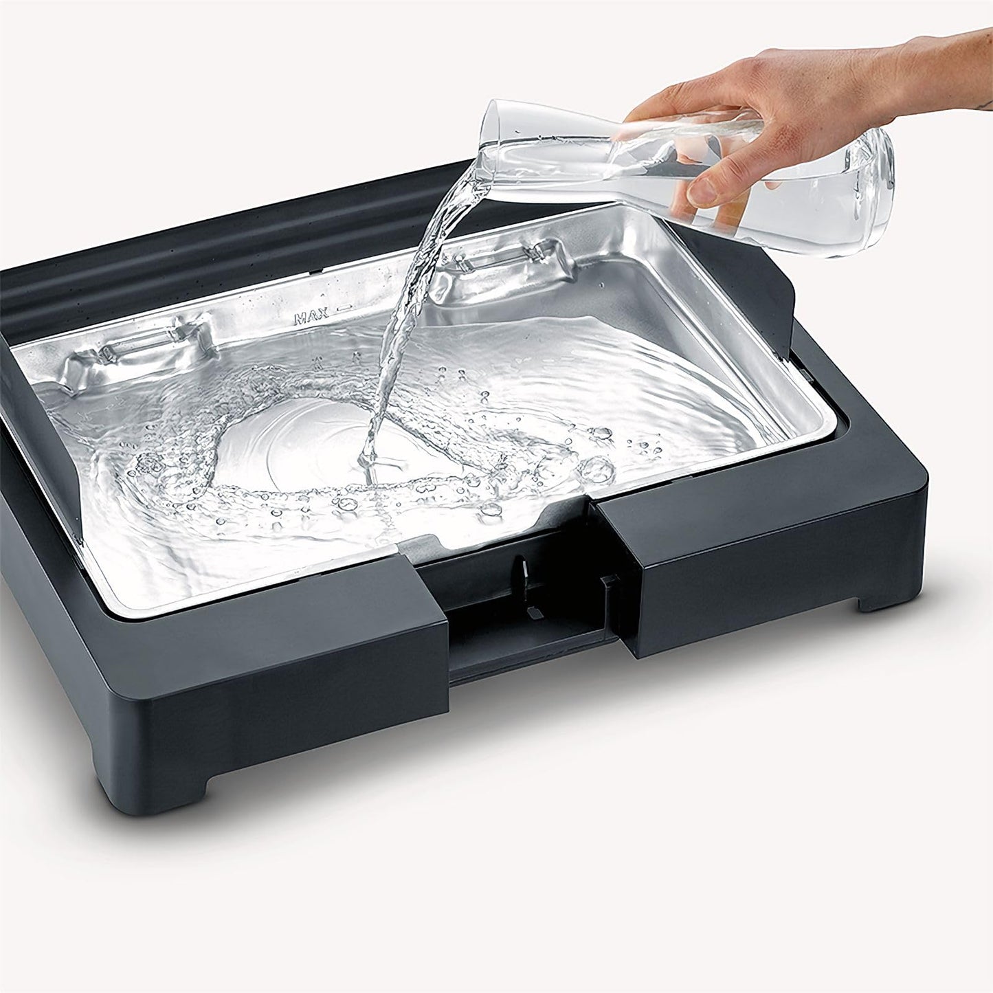 Severin Barbacoa de mesa con parrilla de acero inoxidable para interior y exterior, parrilla eléctrica con arranque rápido, mini barbacoa sin riesgo de quemaduras, negro, PG 8565