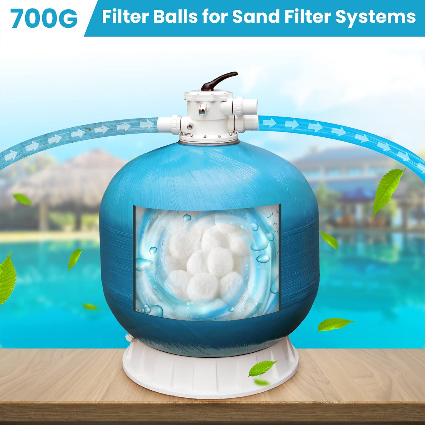 DazSpirit Bola De Filtro Para Piscina 700g Bolas De Filtro, Filter Balls Alternative Para 25Kg Filtro De Arena, Bolas Filtrantes Para Piscina, Filtro De Arena Para Piscina, Medios, Filtrado De Agua