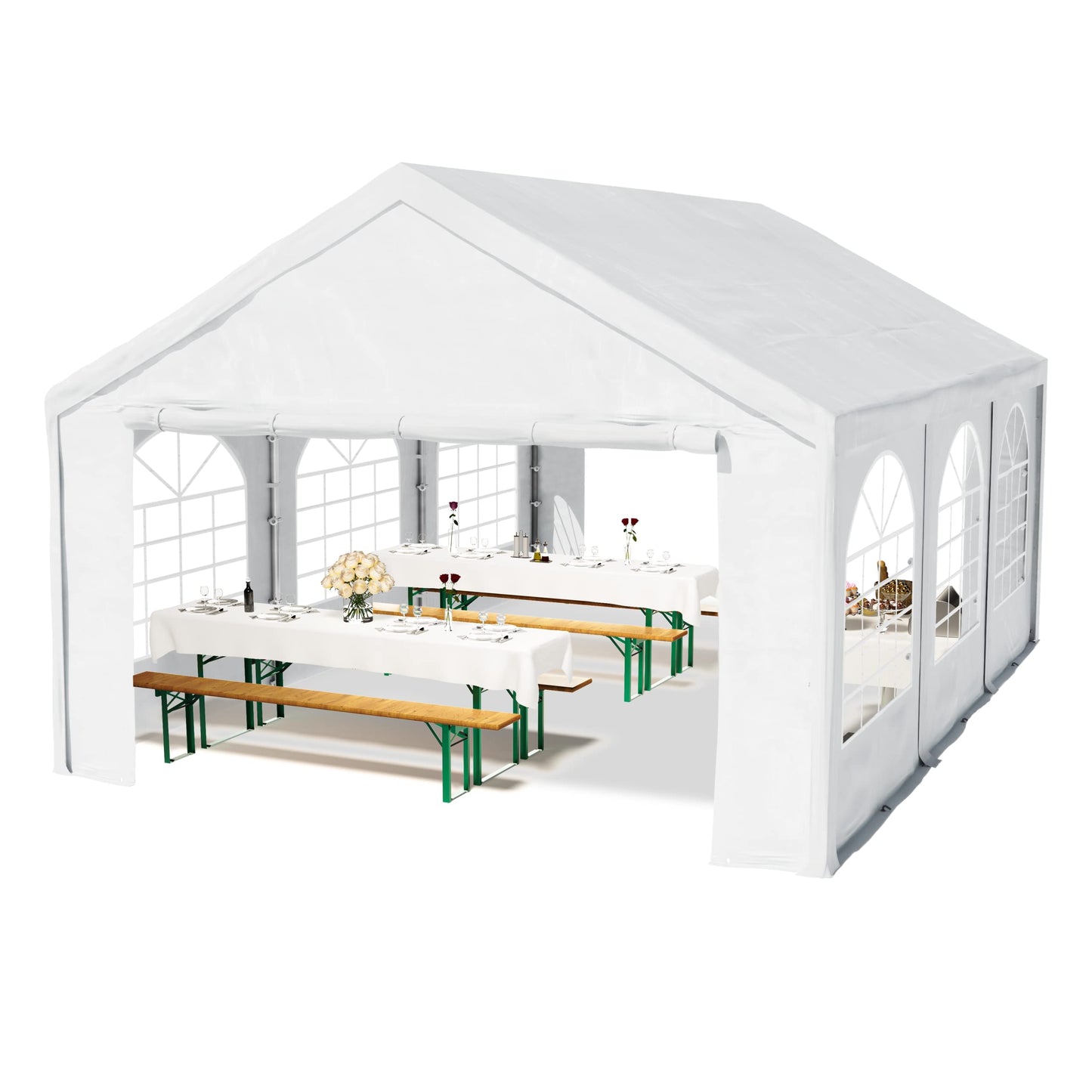 TOOLPORT Carpa de Fiesta 4x6 m Carpa para Fiestas Carpa de Lona PE 450 N Carpa de jardín Carpa para Fiestas Blanca Impermeable