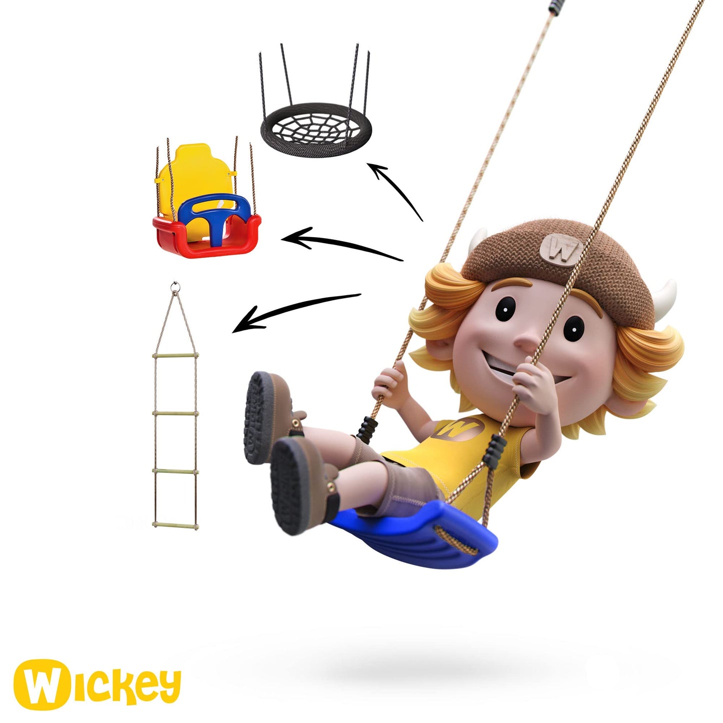 Wickey Parque Infantil Smart Coast con Columpio y tobogán Rojo, Torre de Escalada Infantil de Exterior con arenero, Escalera y Accesorios de Juego para el jardín