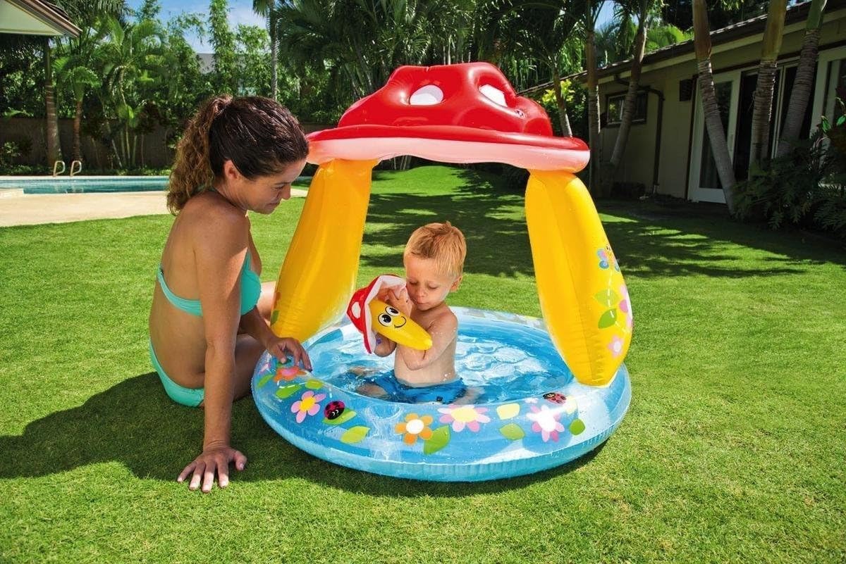 Intex 57114 - Piscina Bebé con Parasol, Multicolor, 102 x 102 x 89 cm