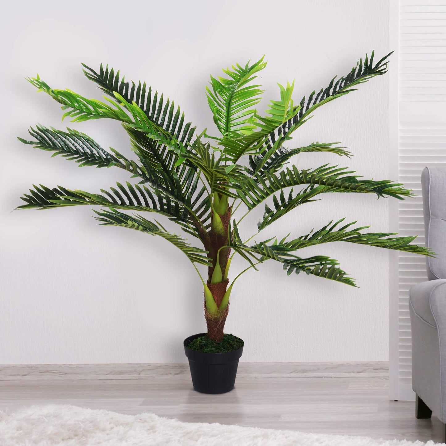 Outsunny Planta Artificial en Maceta Altura 123 cm Árbol Artificial para Decoración Hogar Oficina y Exterior Verde