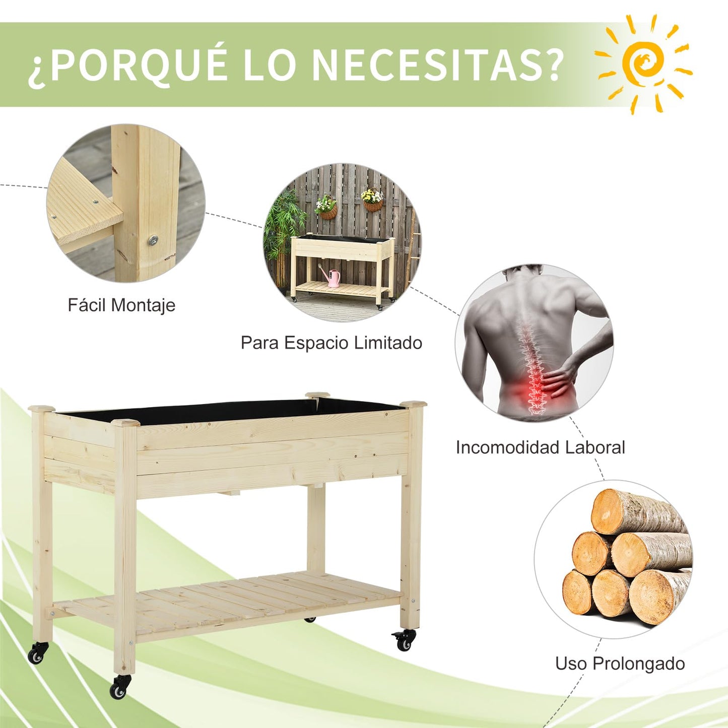 Outsunny Huerto Urbano Mesa Elevado Portátil para Cultivo en Jardín Terraza Mesas de germinación, Multicolor, Único
