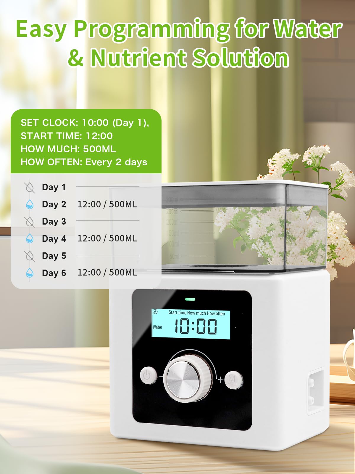 Riego Automatico Macetas,Sistema Riego Automatico Interior,Riego por Goteo Automatico con Temporizador de riego programable Digital, ideal para Regar Plantas Vacaciones
