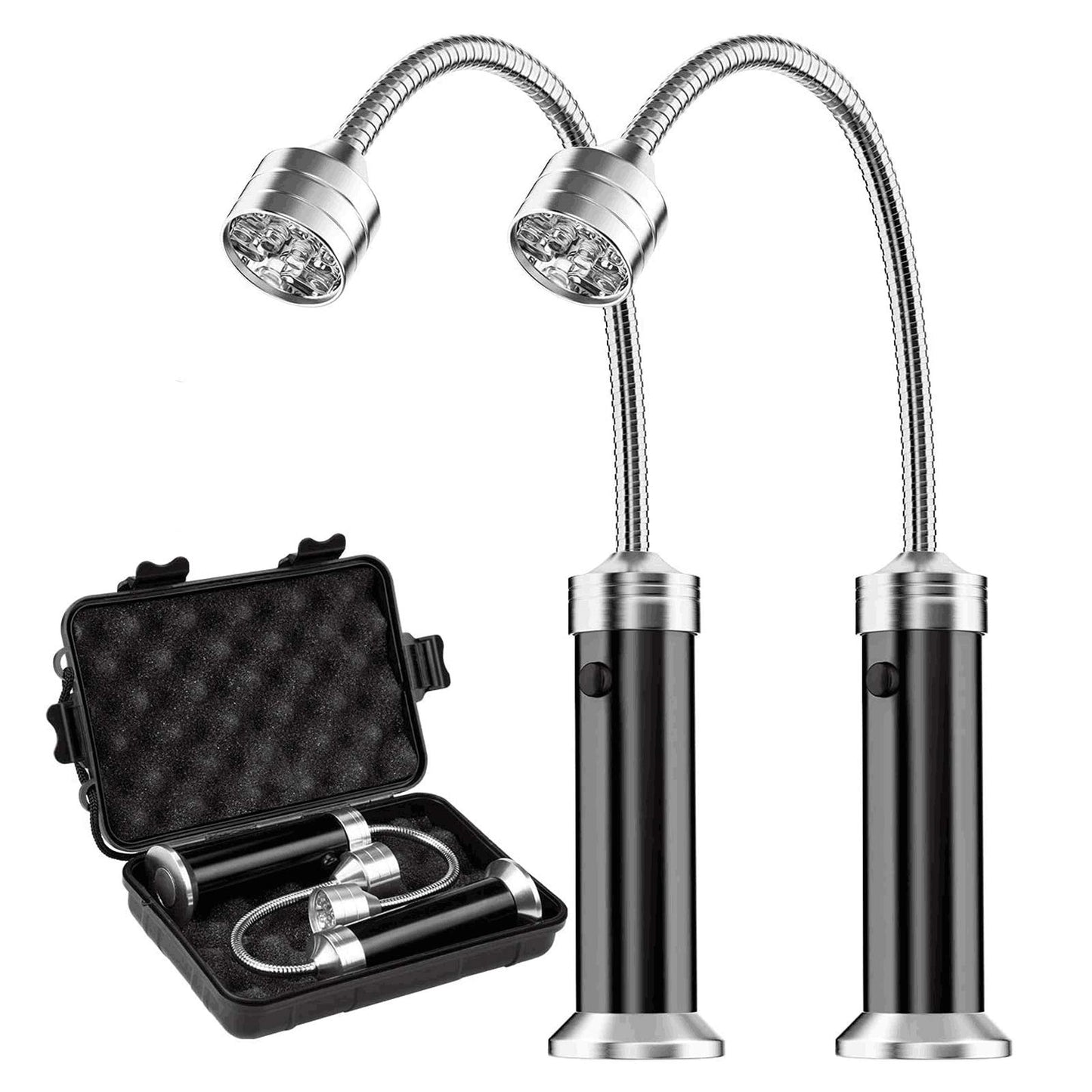 MojiDecor Luz de Parrilla, 2 Unidades MagnéTico 360 Grado Ajustable Llevó LáMpara de Luz con LED para Exteriores, Barbacoa, Accesorio, Negro