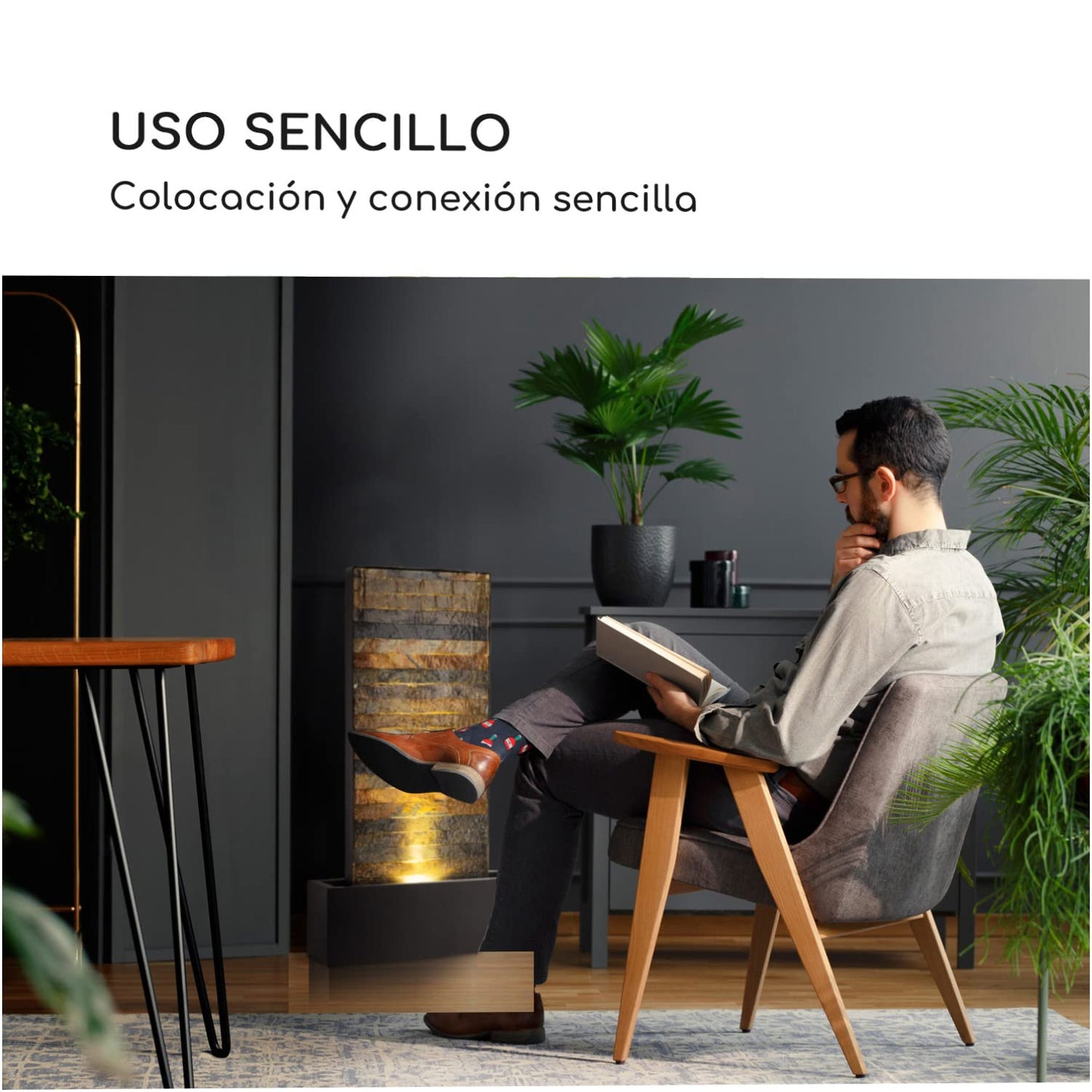 Blumfeldt Raincastle - Fuente para Patio, Circulación Continua del Agua en Circuito Cerrado, 8W, Certificado de protección IPX8, Metal zincado, estética ladrillo, Interior y Exterior, Gris