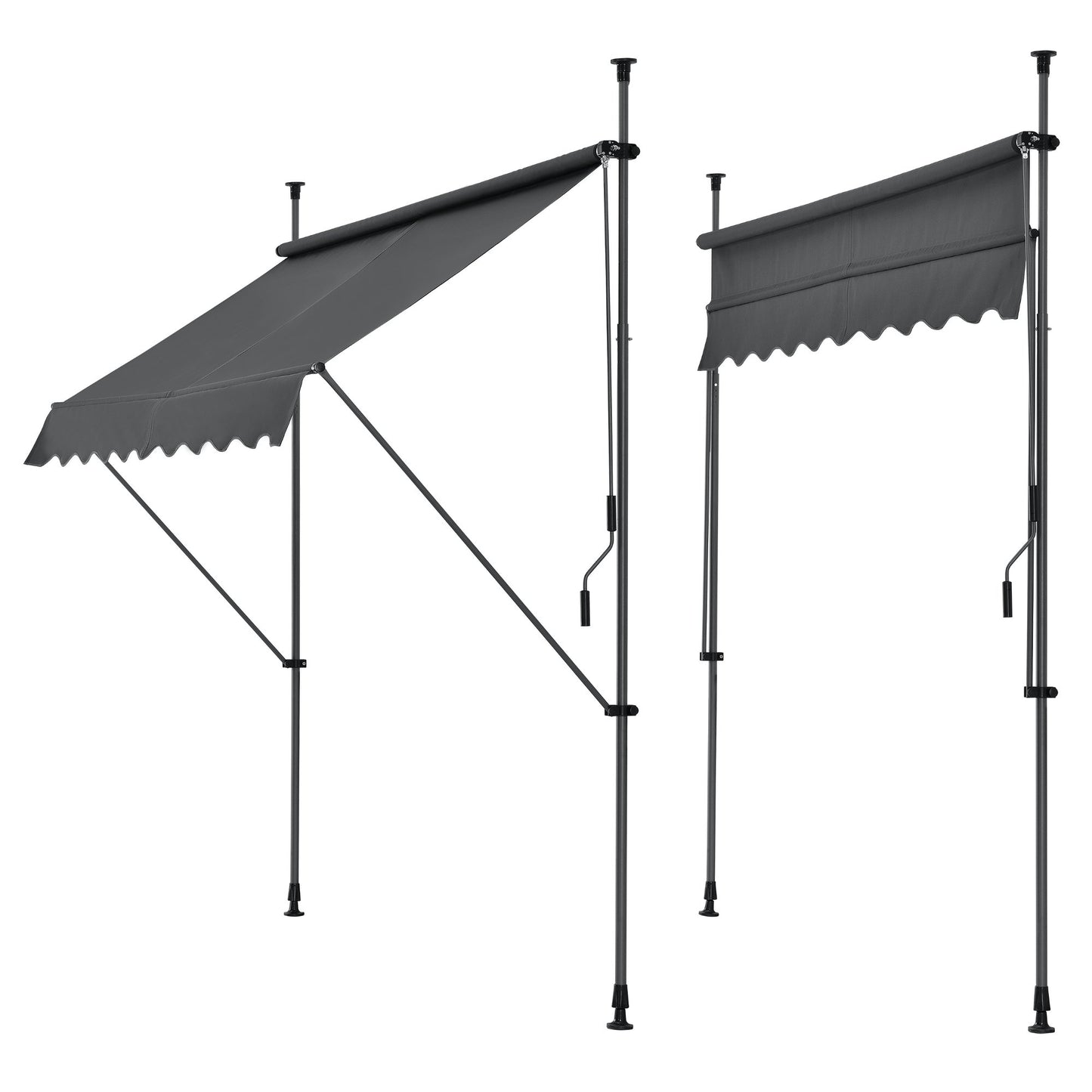 pro.tec Toldo Retráctil Stem Toldos Exterior Terraza Balcón Ajustable en Altura Manual Resistente Protector de Sol Sin Taladrar Acero/Poliéster 150 x 120 x 220-309 cm - Gris