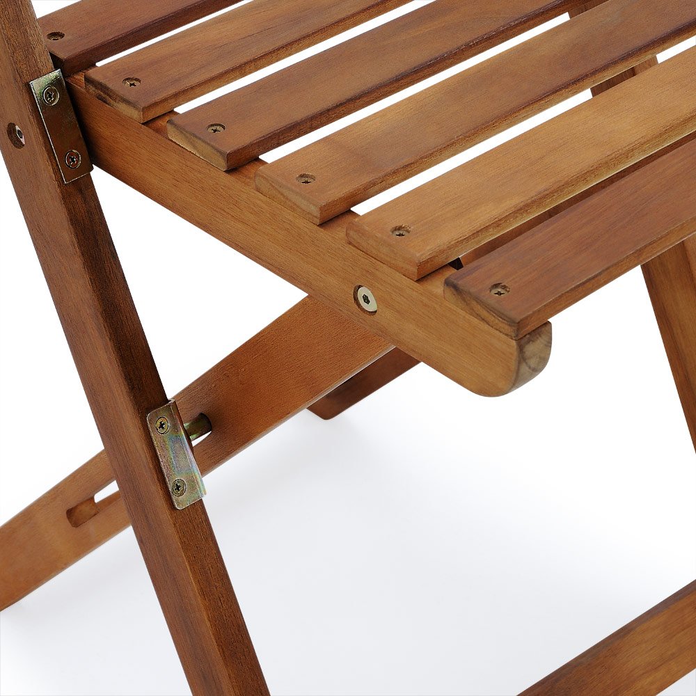 CASARIA® Set Muebles de Balcón 3 Pzs Mesa 2 Sillas Plegables Juego Completo Jardín Terraza Madera Acacia