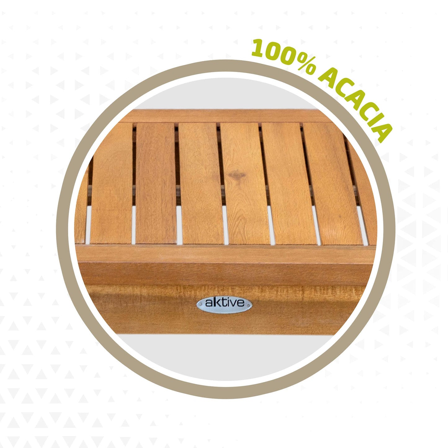 Aktive 61001 - Conjunto muebles de jardín, Conjunto muebles de madera, Muebles jardín, 1 mesa, 2 sillas, 1 banco, cojines color beige, Madera de acacia