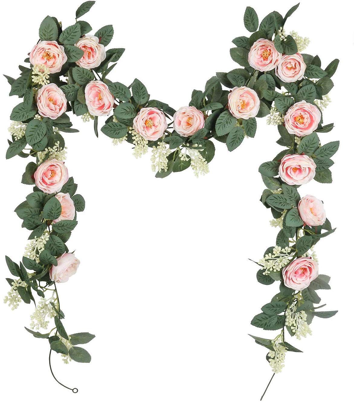 U'Artlines Juego de 2 (4,0m en Total) Guirnalda de Rosas Artificiales Flores Colgantes Guirnalda Flores y Plantas Artificiales para la Decoración del Jardín de la Boda del Hotel(Rosa)