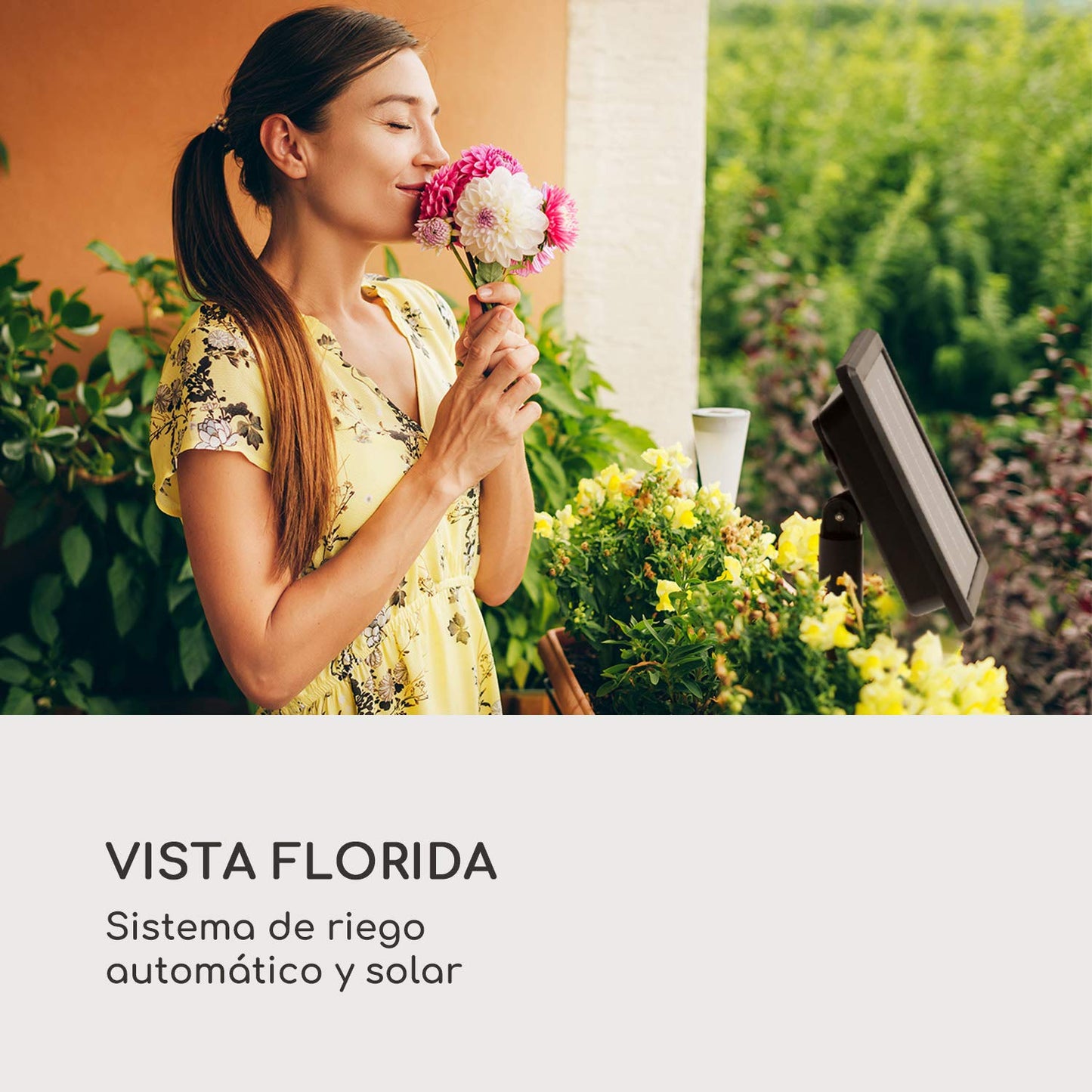 blumfeldt Greenkeeper Solar Sistema de riego - Riego automático, hasta 40 Plantas de Maceta y de jardín, Panel Solar, Unidad de Control programable, Mangeras, Acopladores, Filtro de partículas, Negro