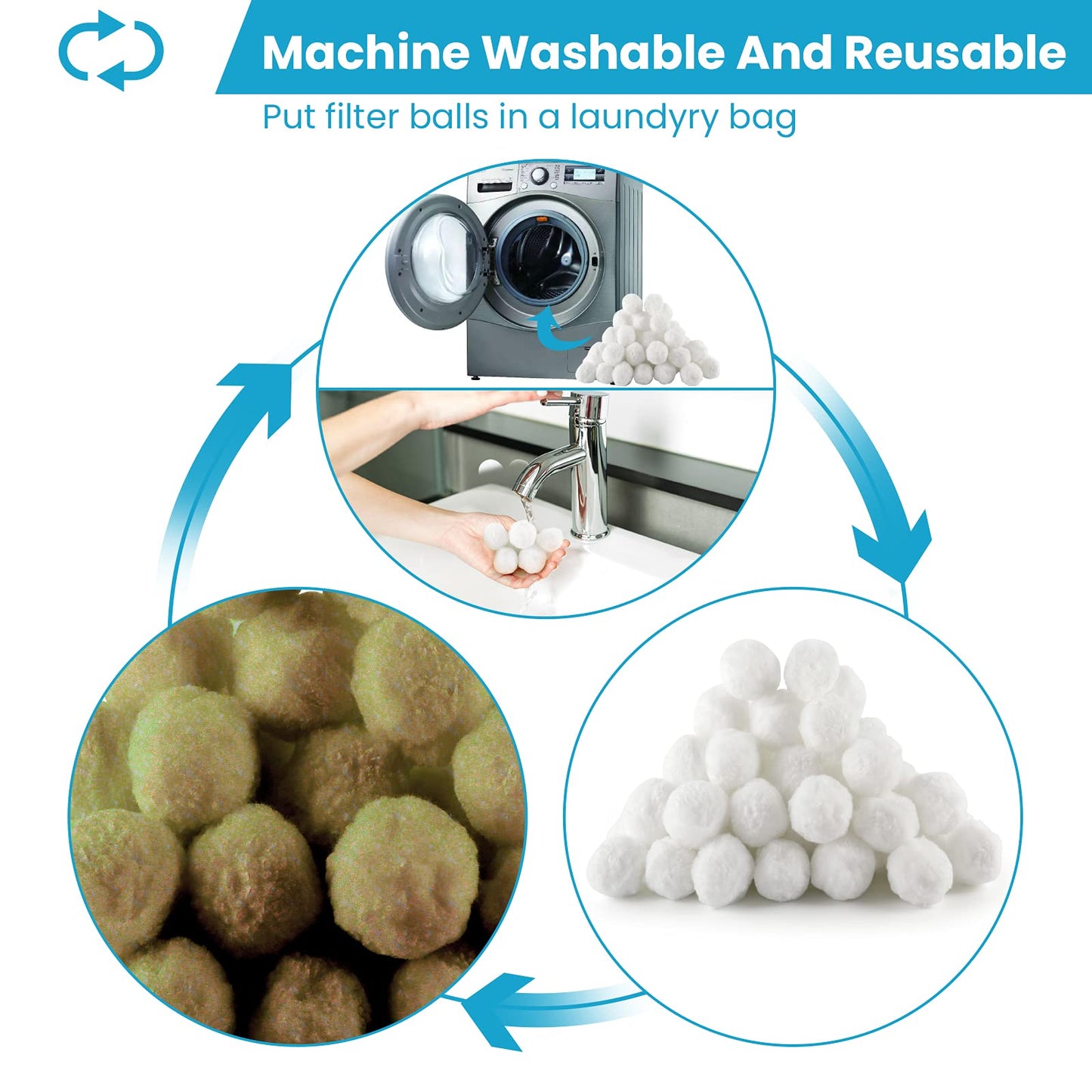 DazSpirit Bola De Filtro Para Piscina 700g Bolas De Filtro, Filter Balls Alternative Para 25Kg Filtro De Arena, Bolas Filtrantes Para Piscina, Filtro De Arena Para Piscina, Medios, Filtrado De Agua