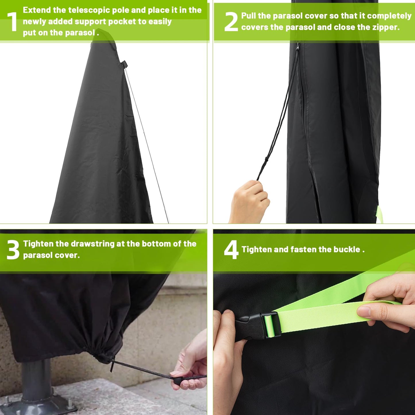 GEMITTO Funda Protectora para sombrilla (diámetro 2-4 m) Funda Impermeable para sombrilla de jardín