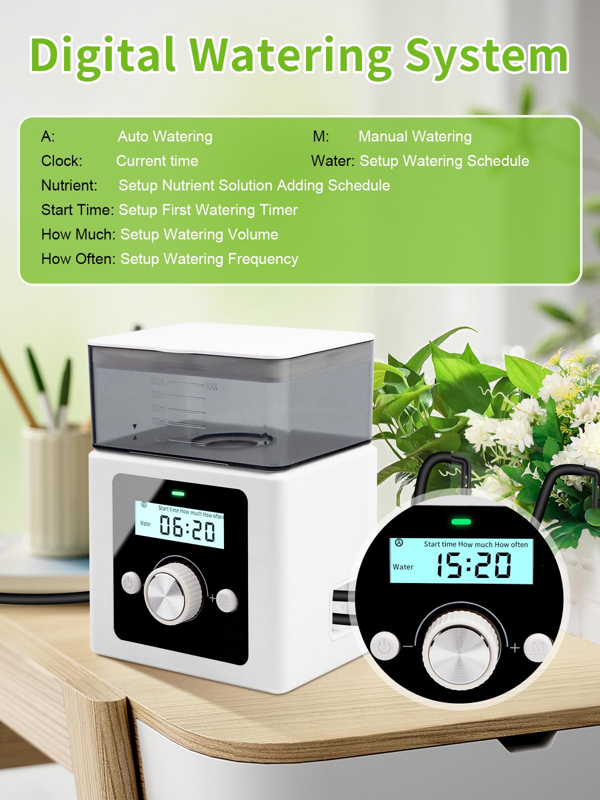 Riego Automatico Macetas,Sistema Riego Automatico Interior,Riego por Goteo Automatico con Temporizador de riego programable Digital, ideal para Regar Plantas Vacaciones