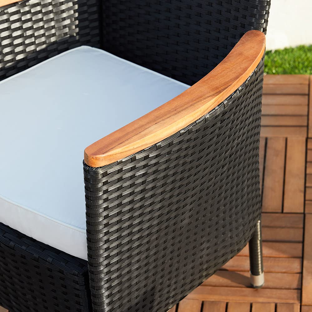 Deuba Conjunto de jardín Verona Set de una Mesa y sillas apilables de poliratán 4+1 Muebles Exterior