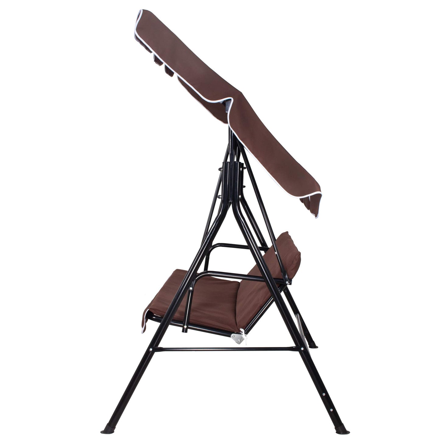 Springos Luna - Columpio de jardín con toldo, banco del columpio para 3 personas, alto x ancho x profundidad: 150 x 170 x 110 cm, color marrón