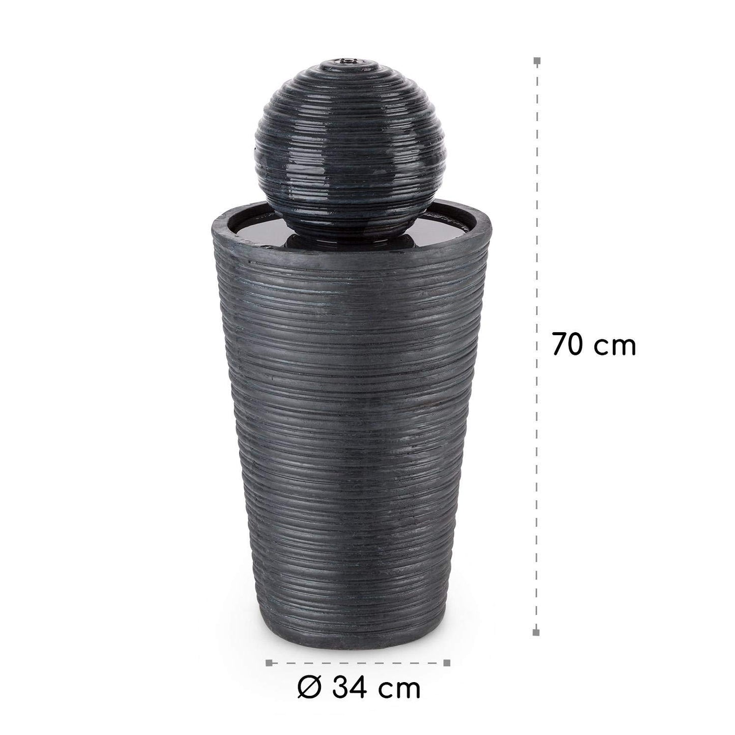 Blumfeldt Liquitorre XL Fuente Solar - Bomba de 200 l/h / IPX8, Panel Solar fotovoltaico de 2 W / 300 cm², Batería de 8 h de duración / 3,7 V / 2 Ah, Exteriores, Iluminación LED, Poliresina, Negro