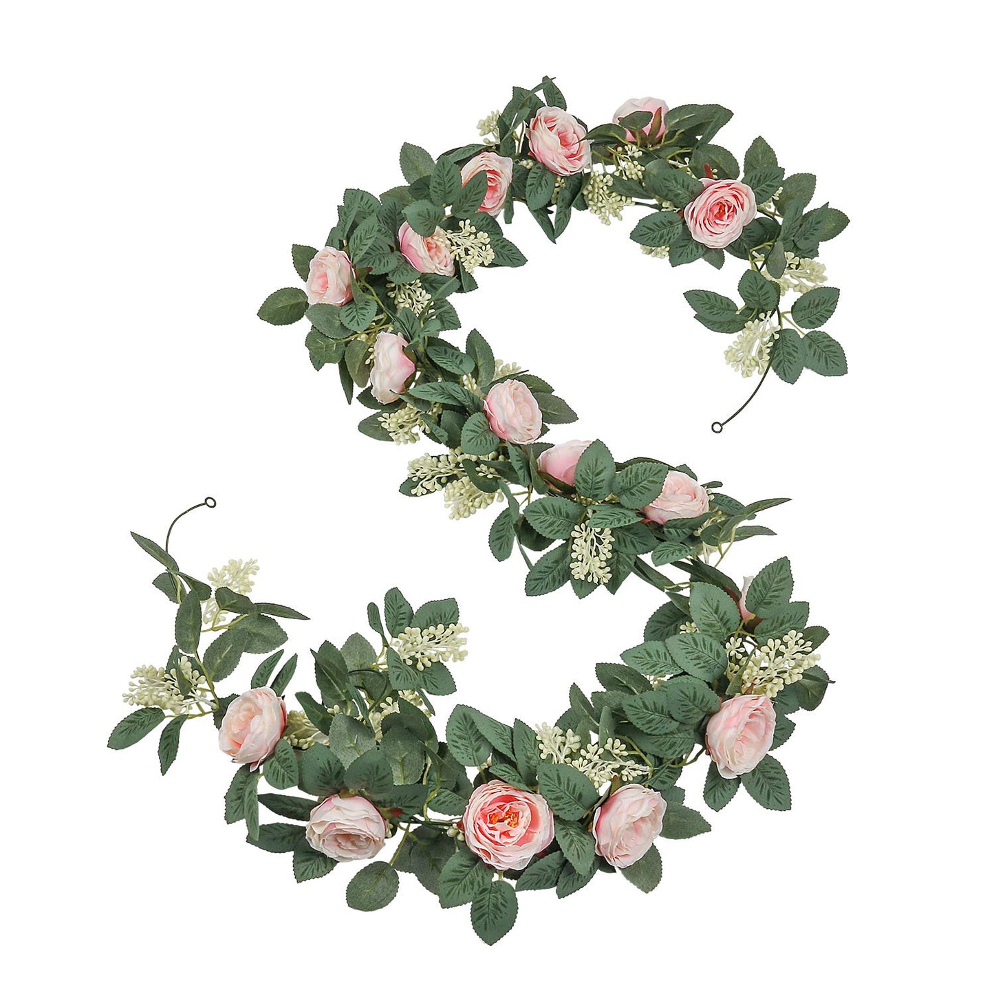 U'Artlines Juego de 2 (4,0m en Total) Guirnalda de Rosas Artificiales Flores Colgantes Guirnalda Flores y Plantas Artificiales para la Decoración del Jardín de la Boda del Hotel(Rosa)