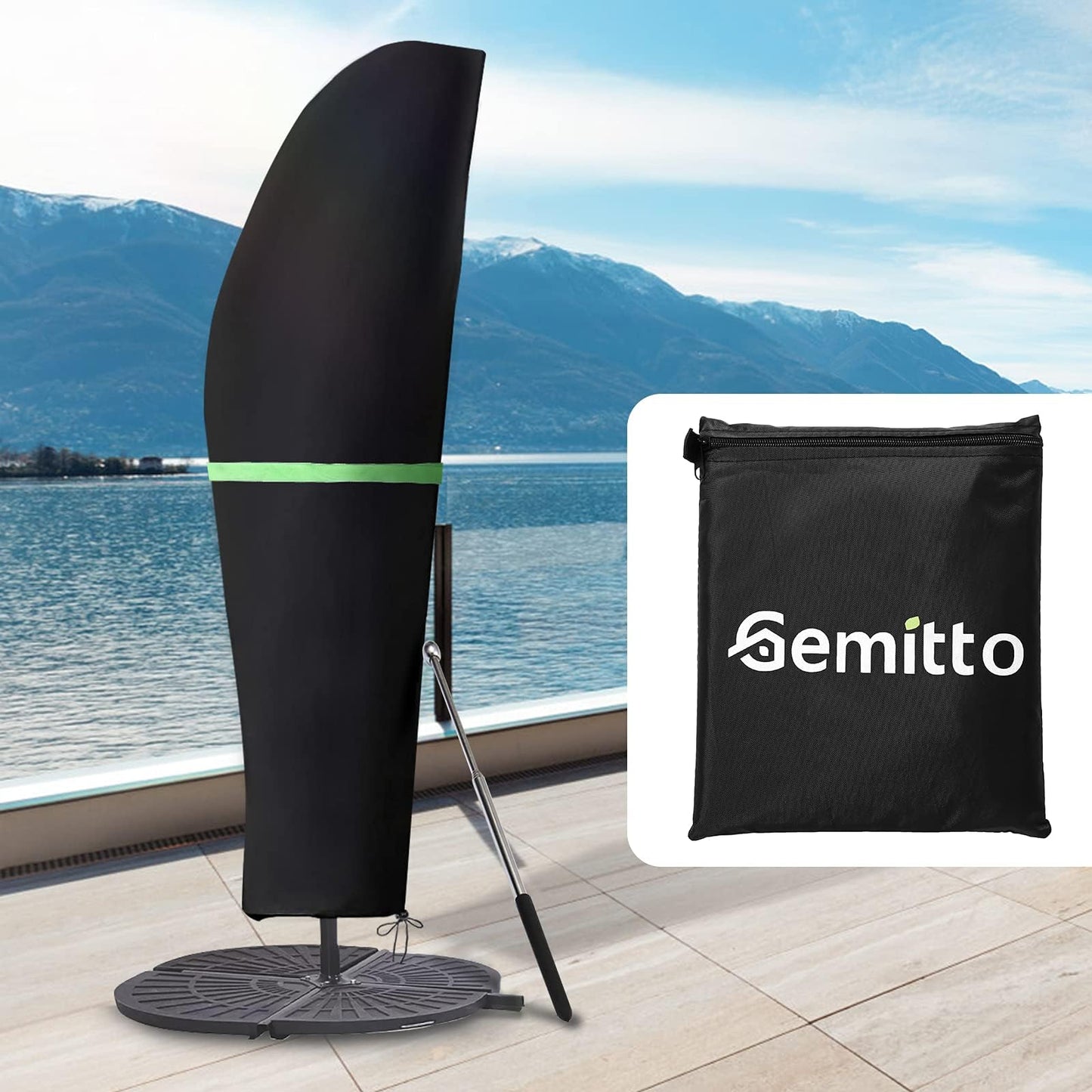GEMITTO Funda Protectora para sombrilla (diámetro 2-4 m) Funda Impermeable para sombrilla de jardín