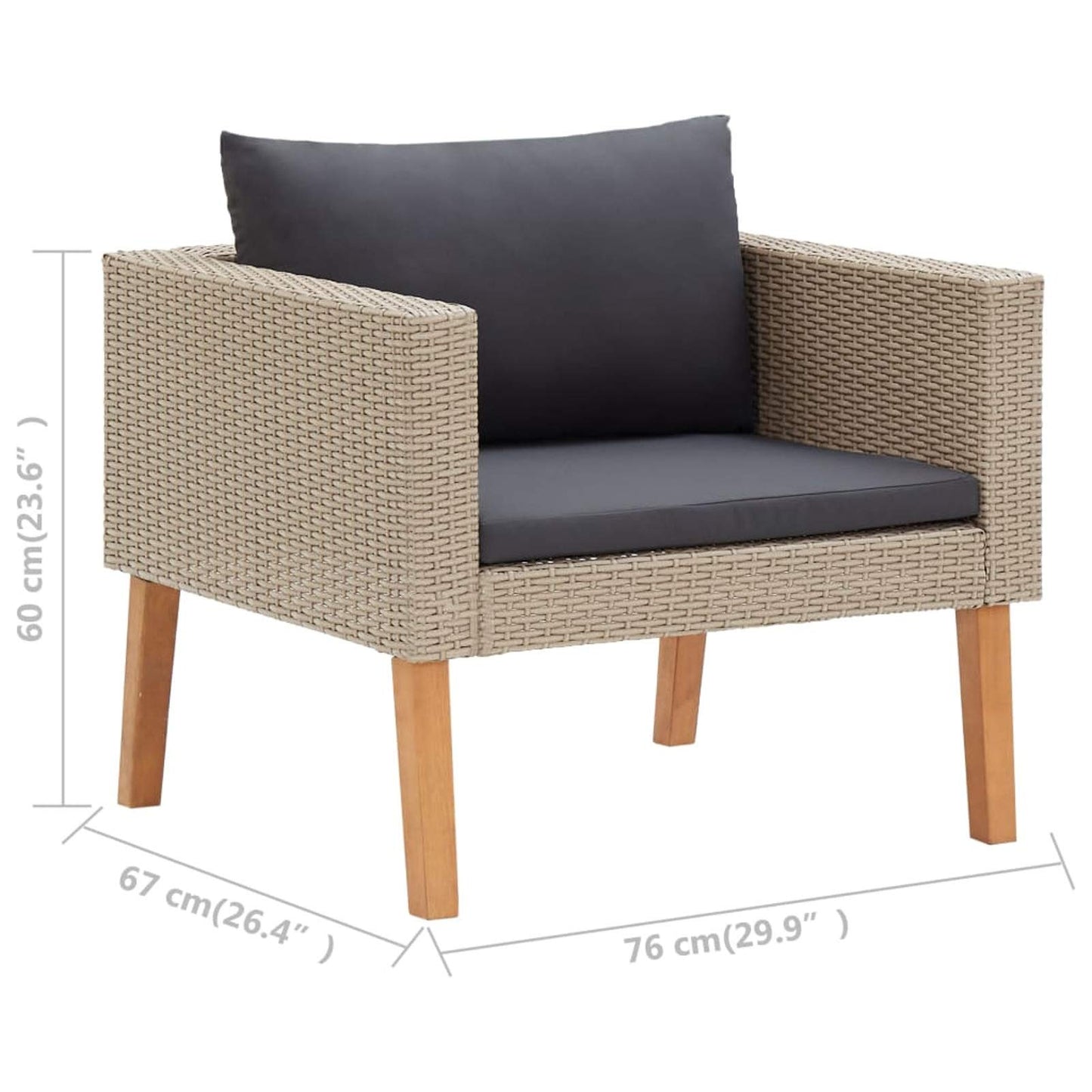 Deufre Conjunto Muebles de Jardín de Ratán 4 Piezas Sofa Jardin Exterior Sofas Exterior Jardin Ratan Conjunto Jardin con Cojines Lavables para Jardín Terraza Patio Beige